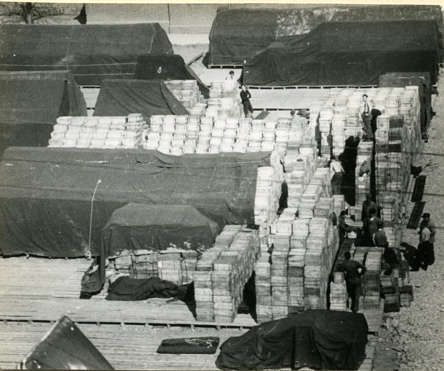 Elevated View of Open-Air Storage Stacks Under Construction, Full Frame