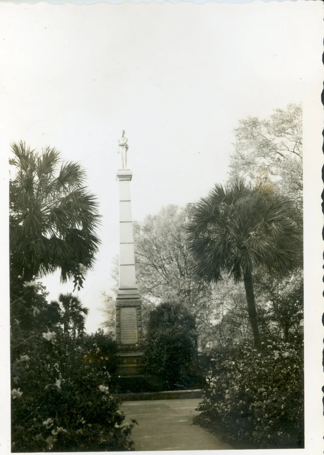 Soldier Memorial Monument in Garden Setting, Pensacola, Florida, circa 1949