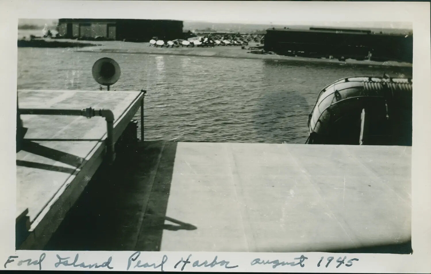 View of Ford Island, Pearl Harbor, from Ship's Deck, August 1945