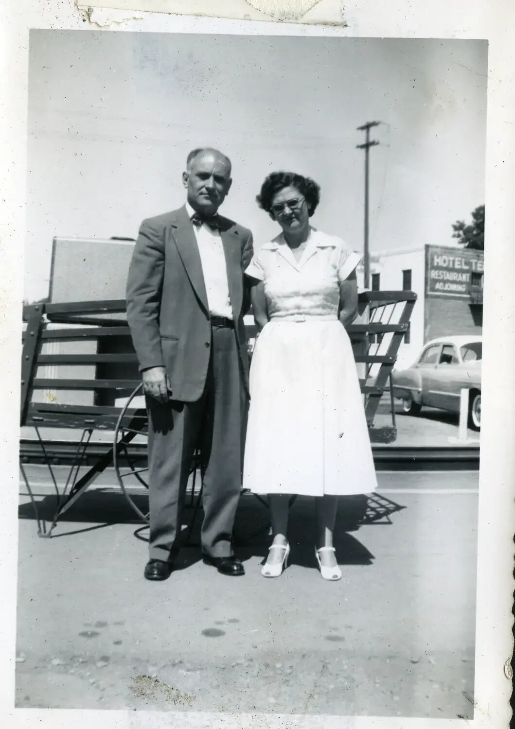 Couple Posing Outside a Roadside Hotel, Early-to-Mid 1950s