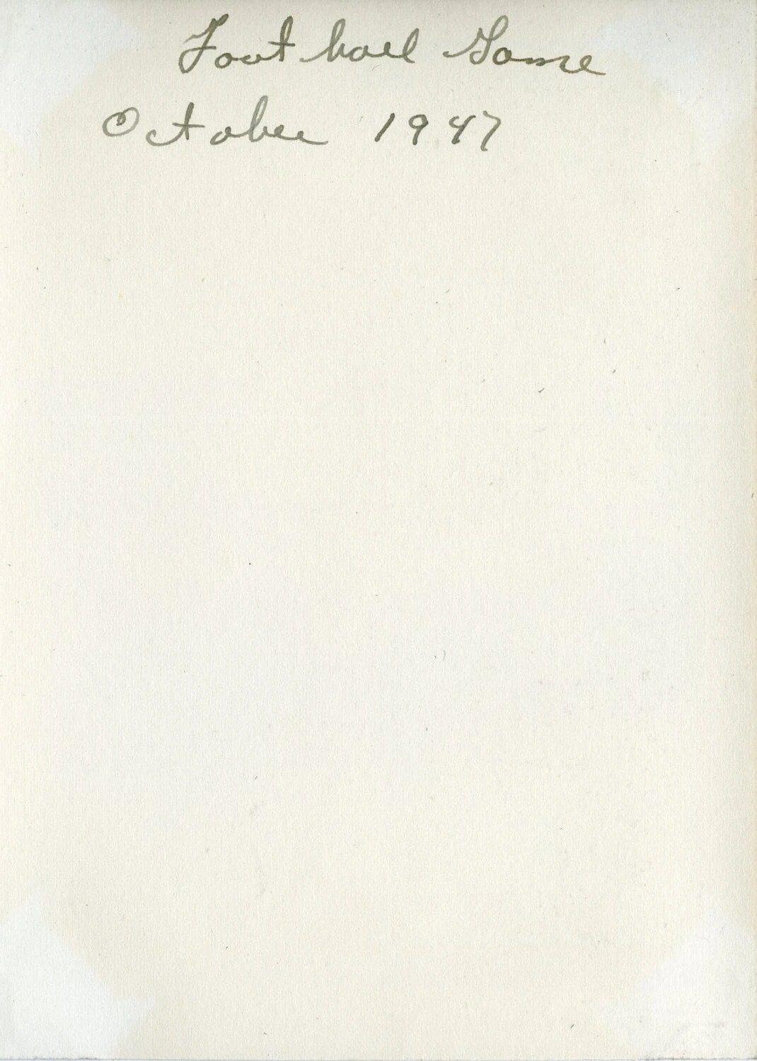 Handwritten Album Caption — "Football Game, October 1947," VR-6 Squadron, Agana, Guam