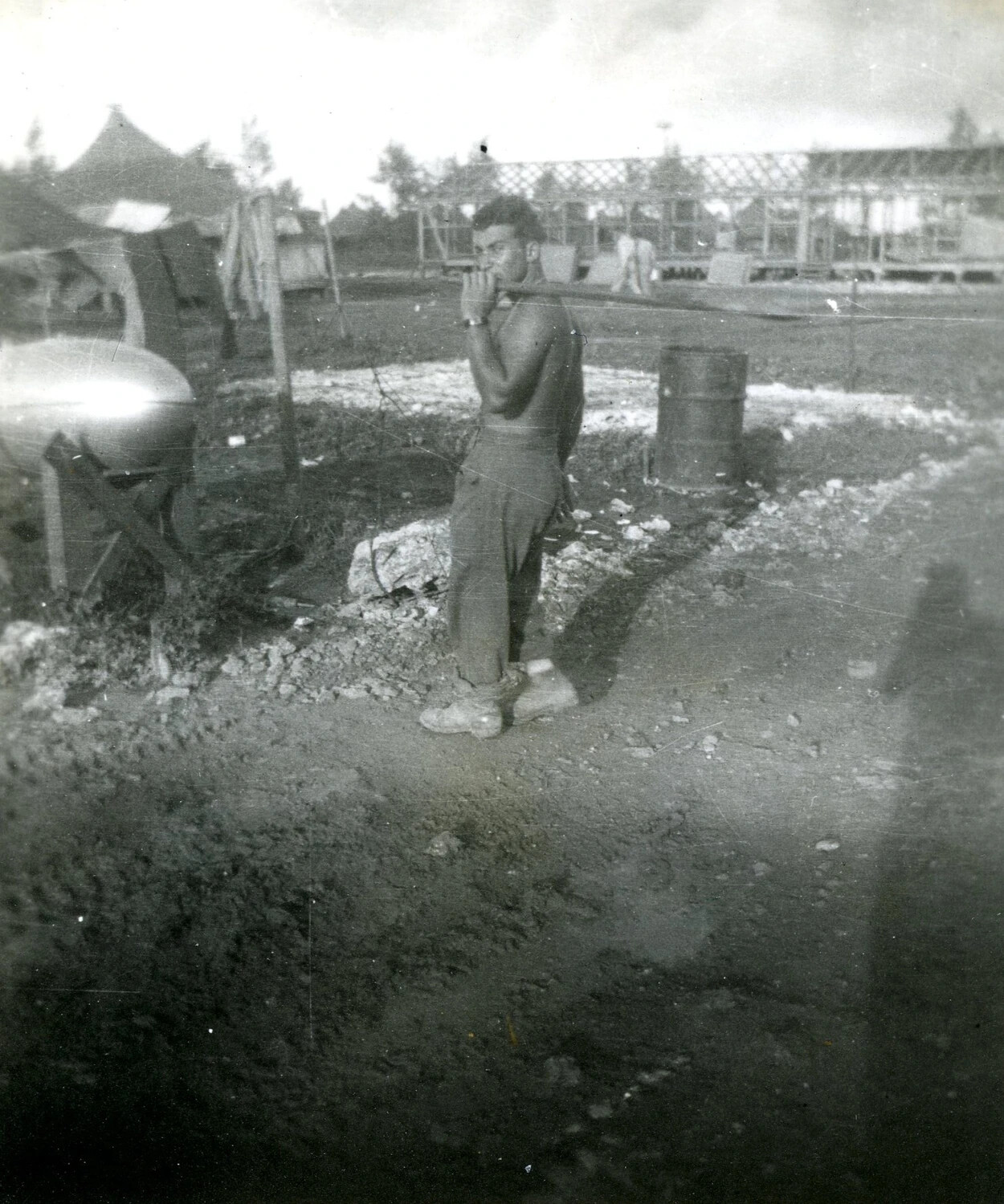 U.S. Serviceman at Forward Camp — Ie Shima, WWII Pacific Theater