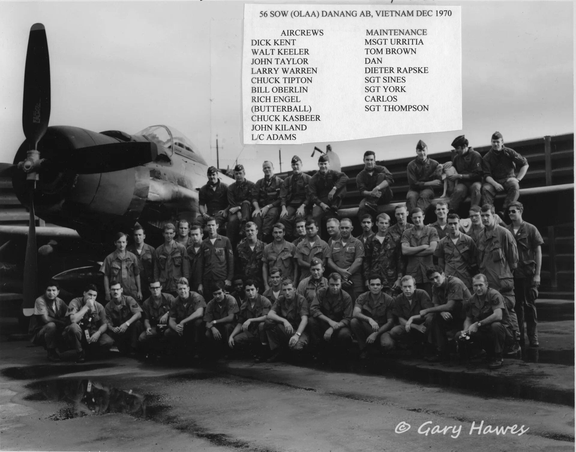 56th SOW (OLAA) Aircrews and Maintenance Personnel Group Photo, Danang AB, Vietnam, December 1970
