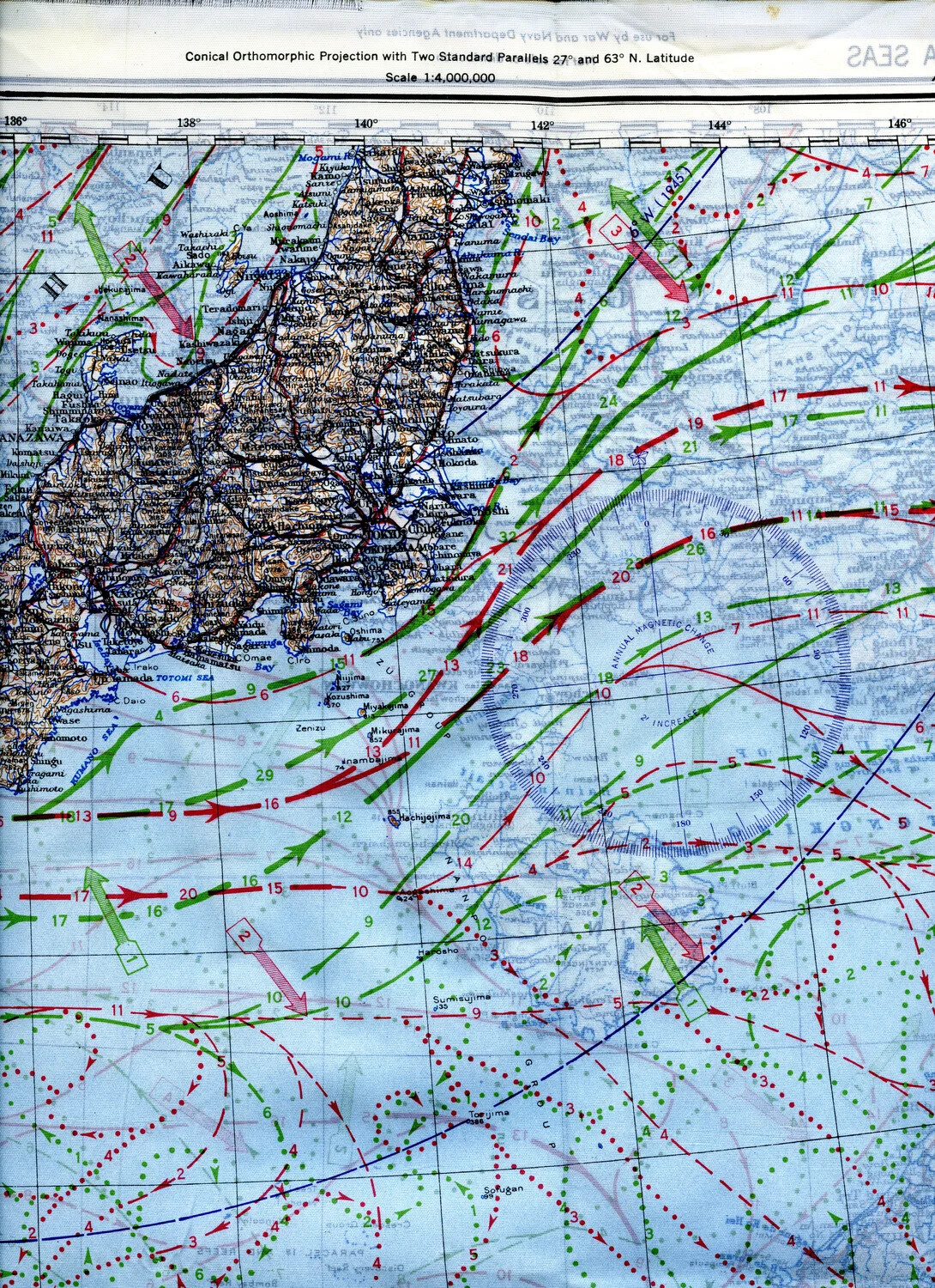 WWII Silk Escape and Evasion Map, Eastern Honshu, Japan — 345th Bomber Group Collection