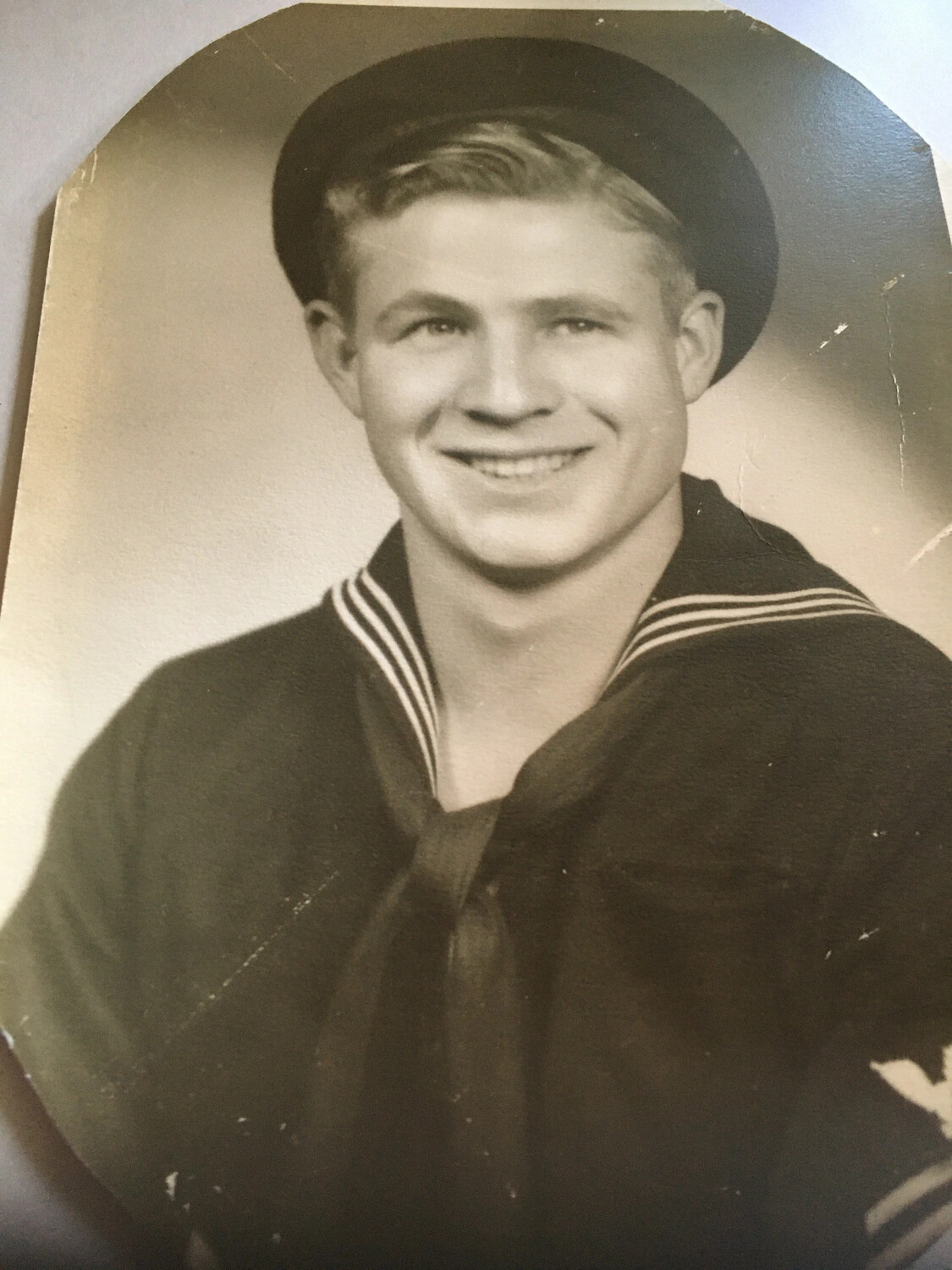Studio Portrait of U.S. Navy Enlisted Sailor in Dress Uniform, WWII Era