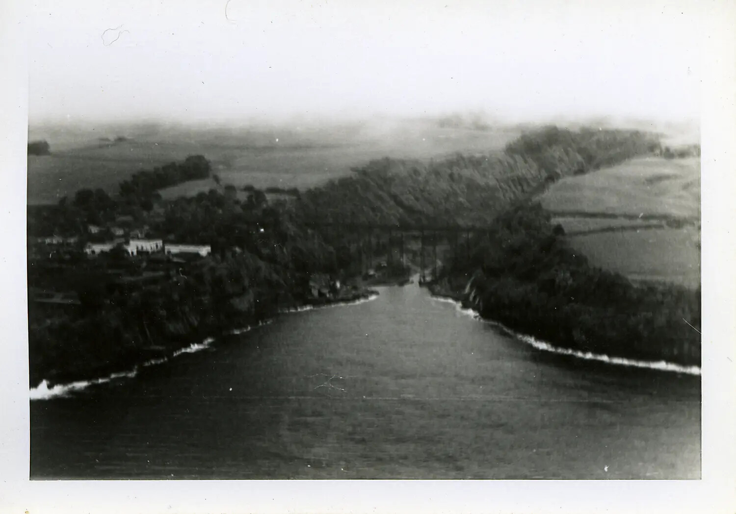 Aerial Photograph of a River Estuary and Rail Viaduct — Likely British Coastline, Not Hawaii