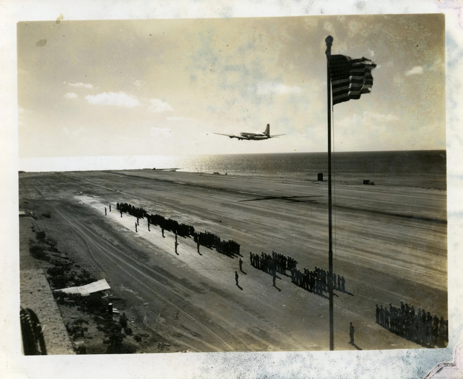 Military Formation and Overflight of a Four-Engine Transport Aircraft, Johnston Island