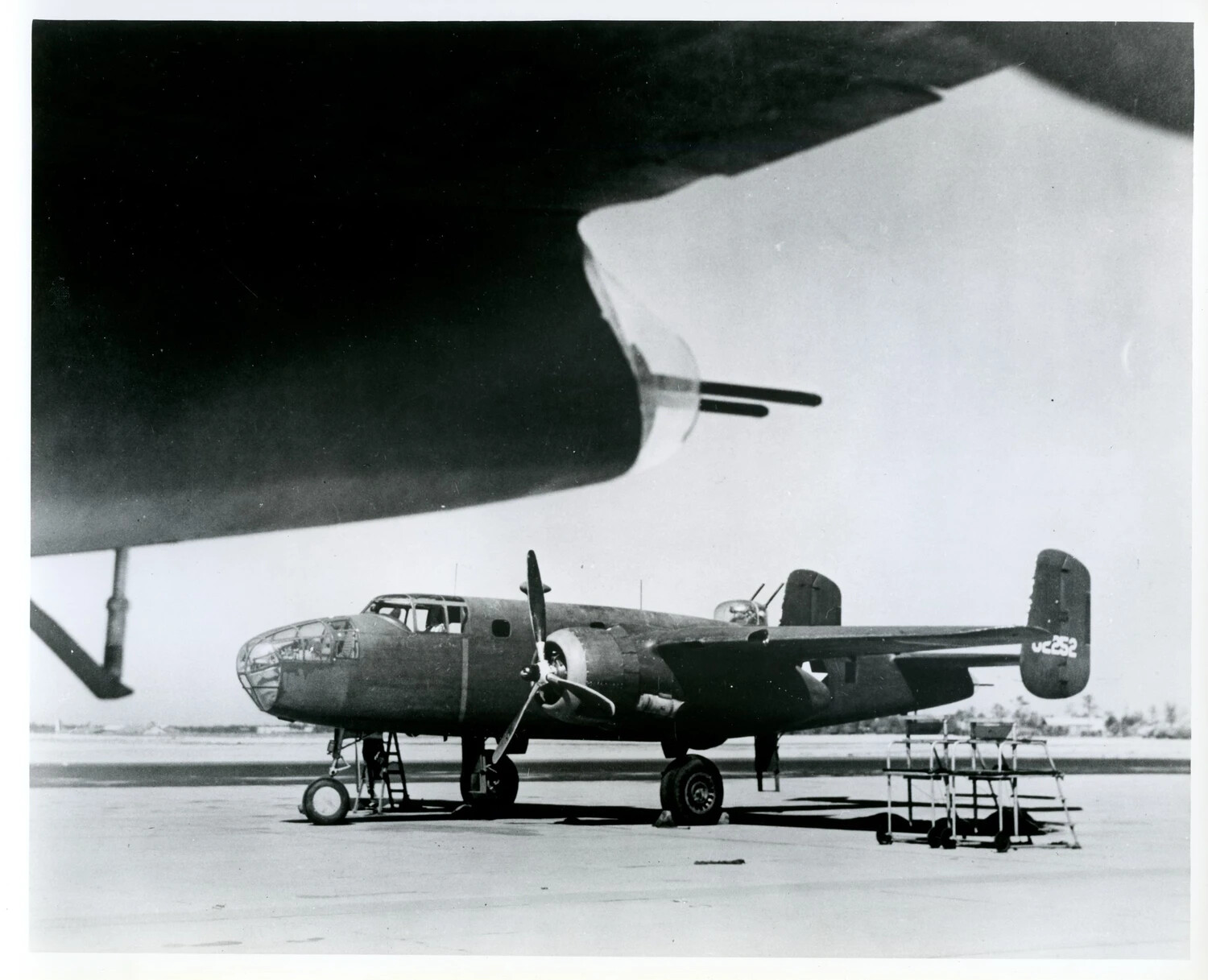North American B-25 Mitchell Medium Bomber on Ramp, Postwar Natural-Metal Finish