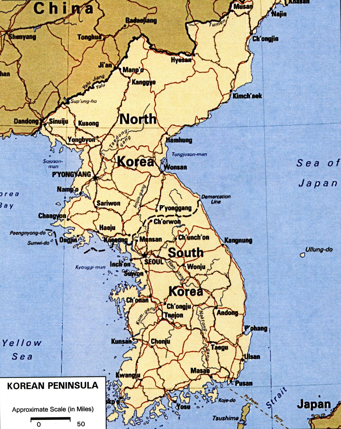 Reference Map of the Korean Peninsula - Korean War Era Navy Documentation