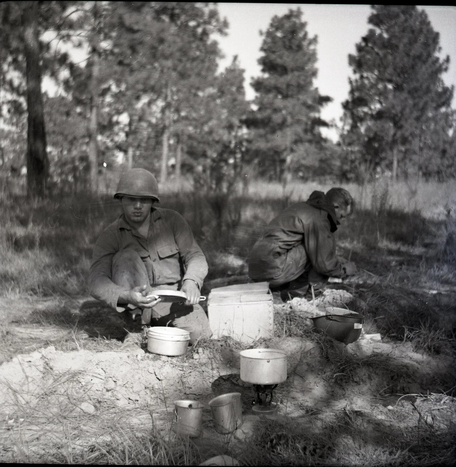 U.S. Army Soldiers Preparing a Field Meal During Training Exercise