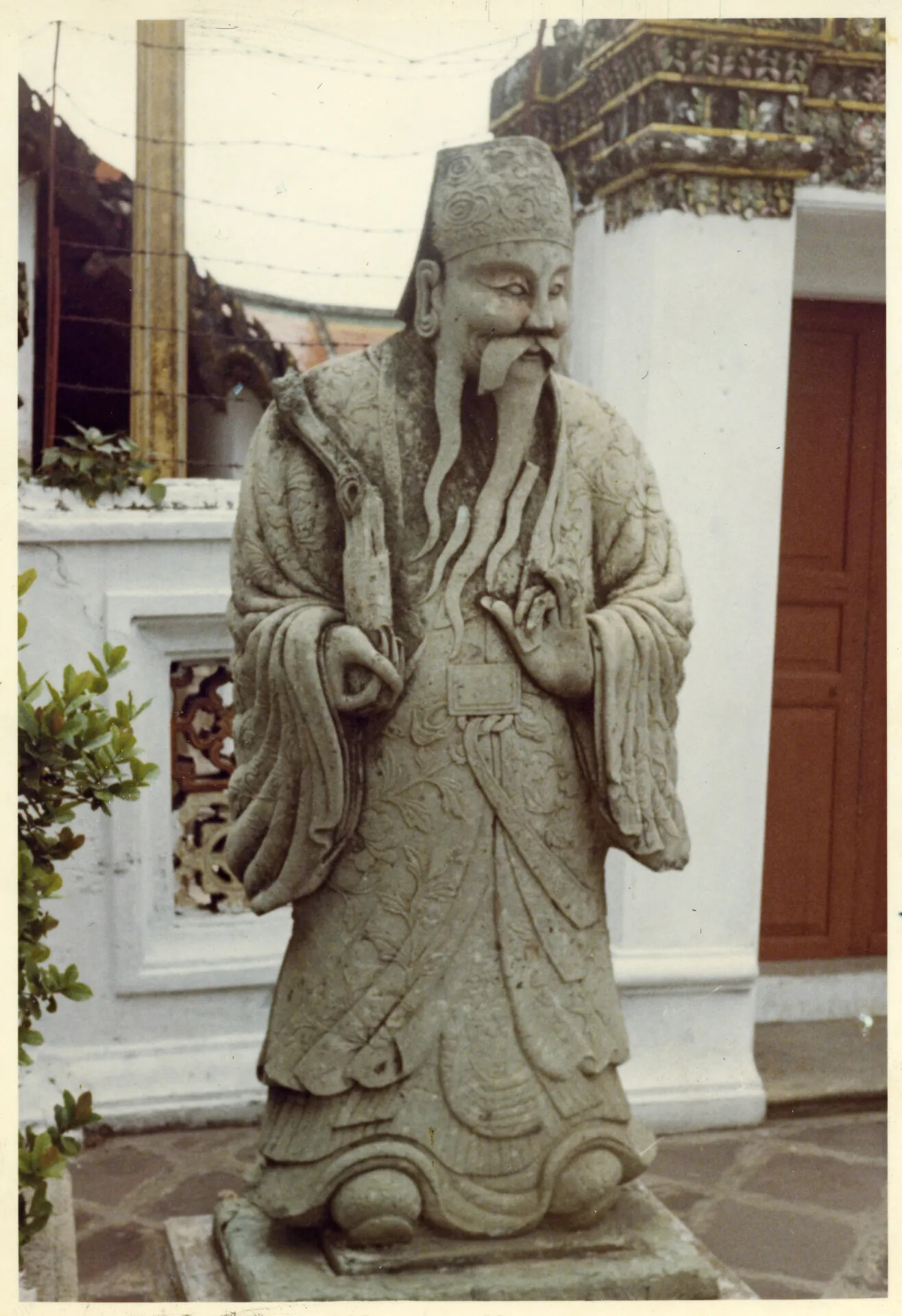 Chinese-Style Stone Guardian Statue, Bangkok Temple