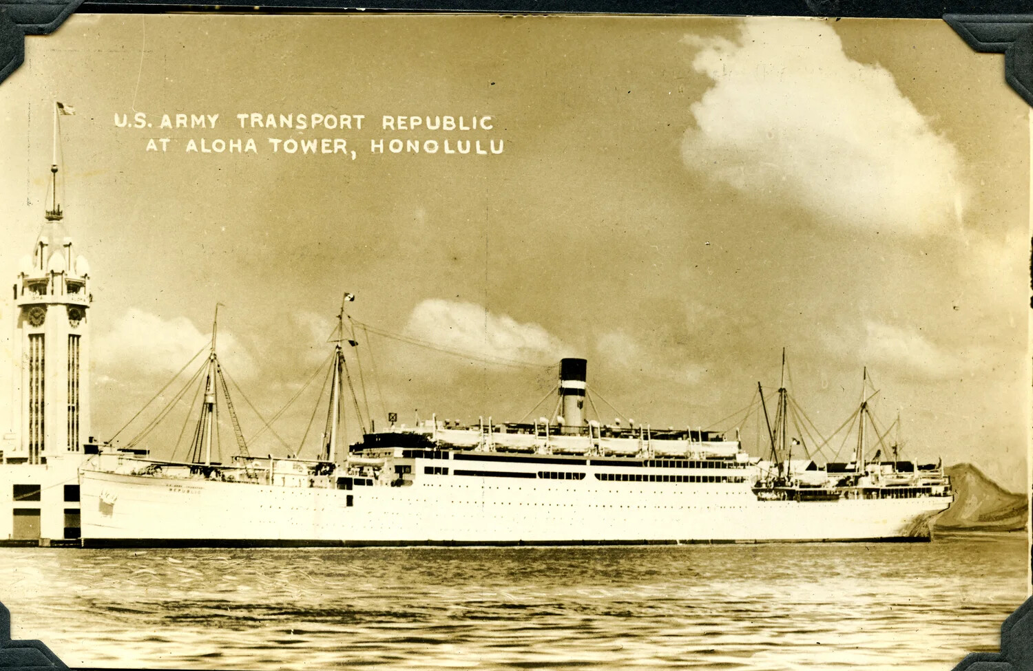 U.S. Army Transport Republic at Aloha Tower, Honolulu