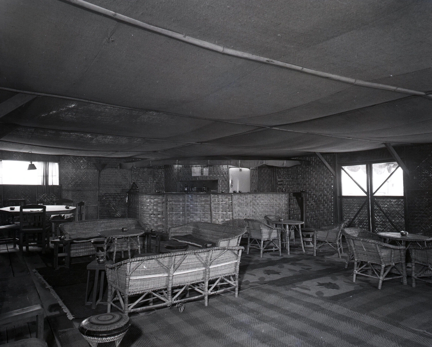 Squadron Officers' Club Interior, China-Burma-India Theater, WWII - Kotec Collection