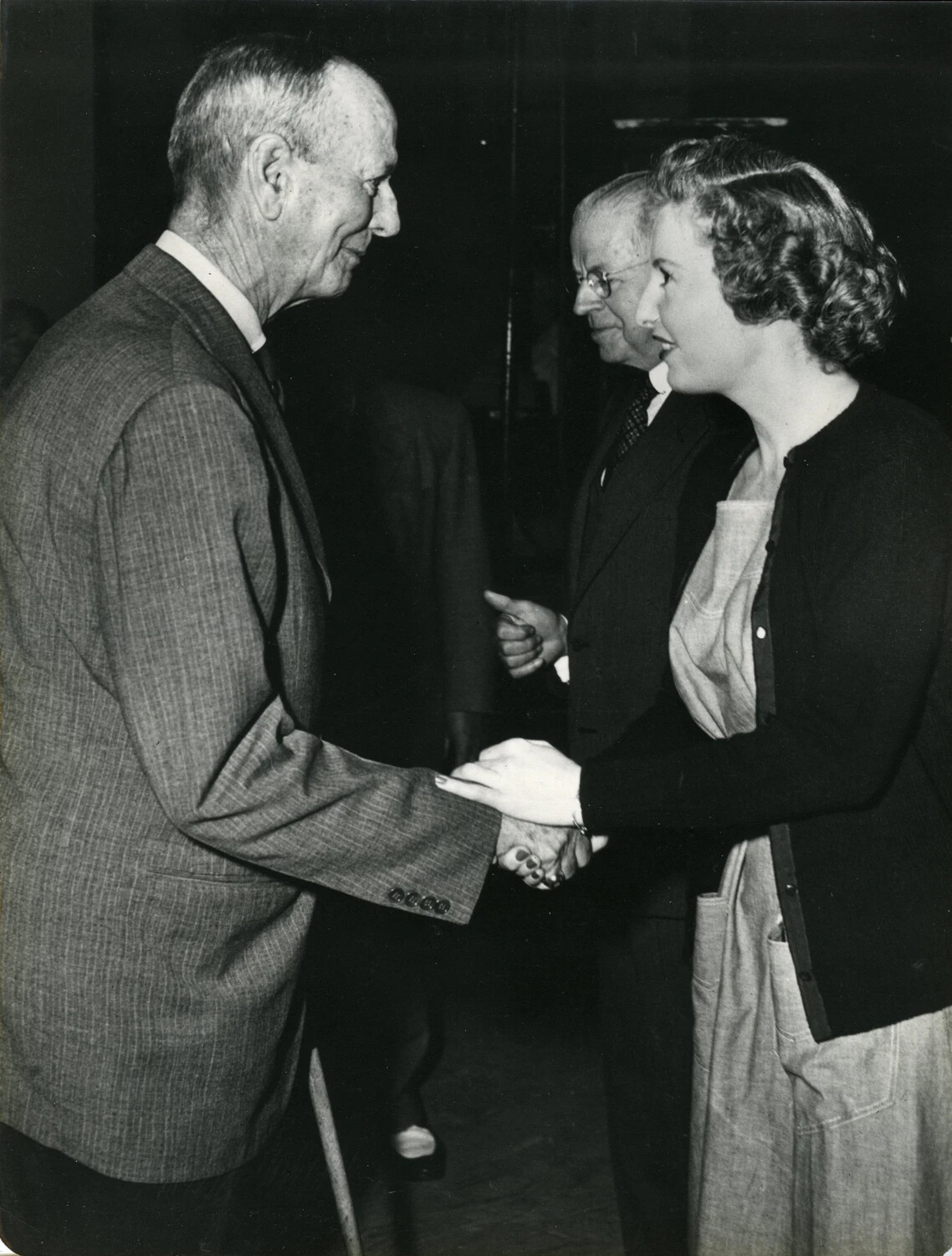 General Jonathan Wainwright Greeting a Young Woman in a Receiving Line, 1949