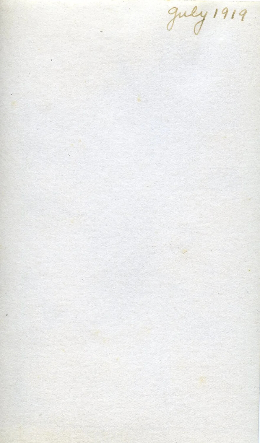 Album Page with Handwritten Caption 'July 1919' — Pvt. Willis W. Wagener Collection