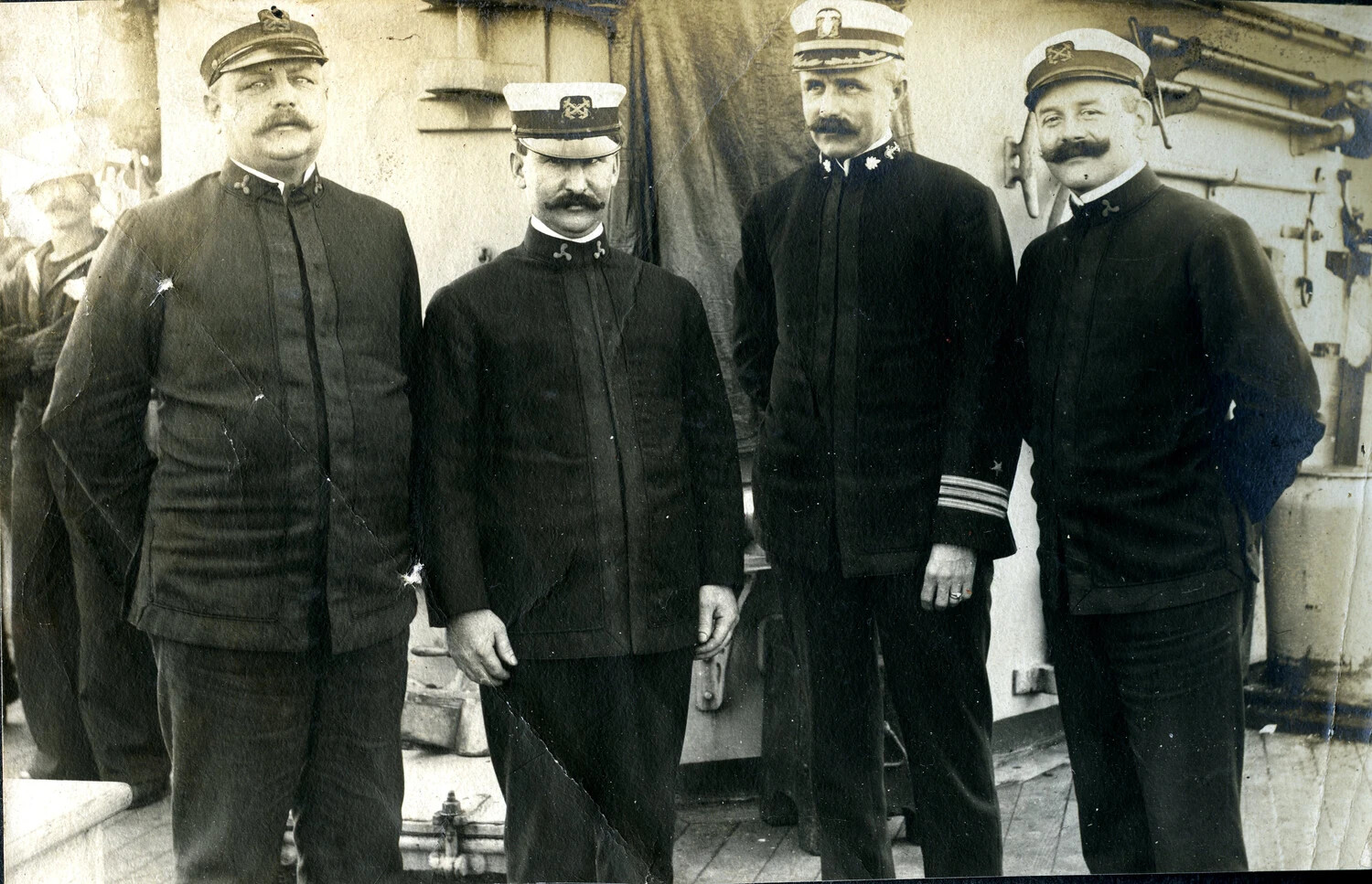 Portrait of Engineering Department Officers, U.S. Navy Cruiser, Early 1900s