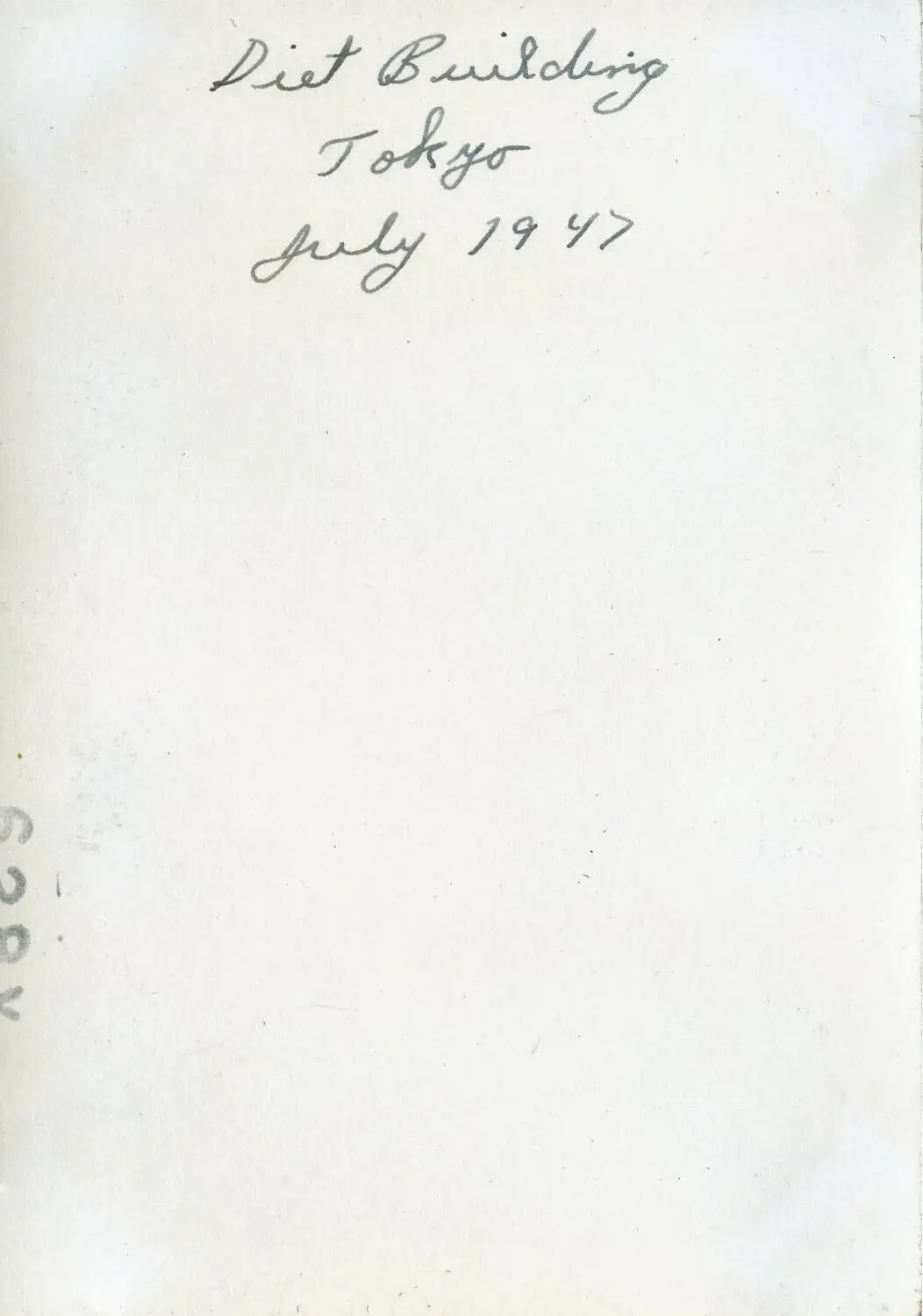 Photo Album Verso with Handwritten Caption, 'Diet Building, Tokyo, July 1947'