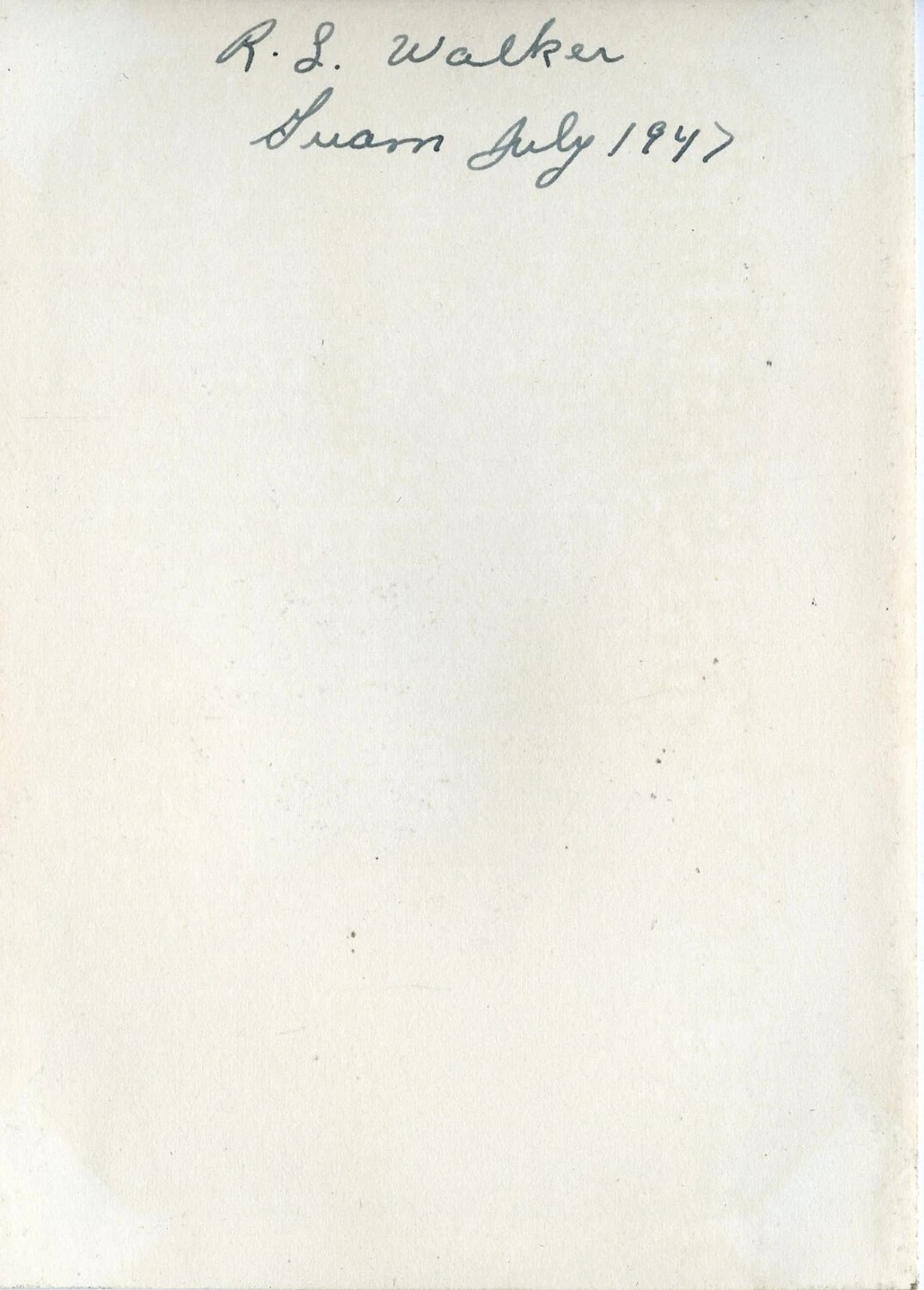 Handwritten Album Inscription — "R.S. Walker, Guam, July 1947"
