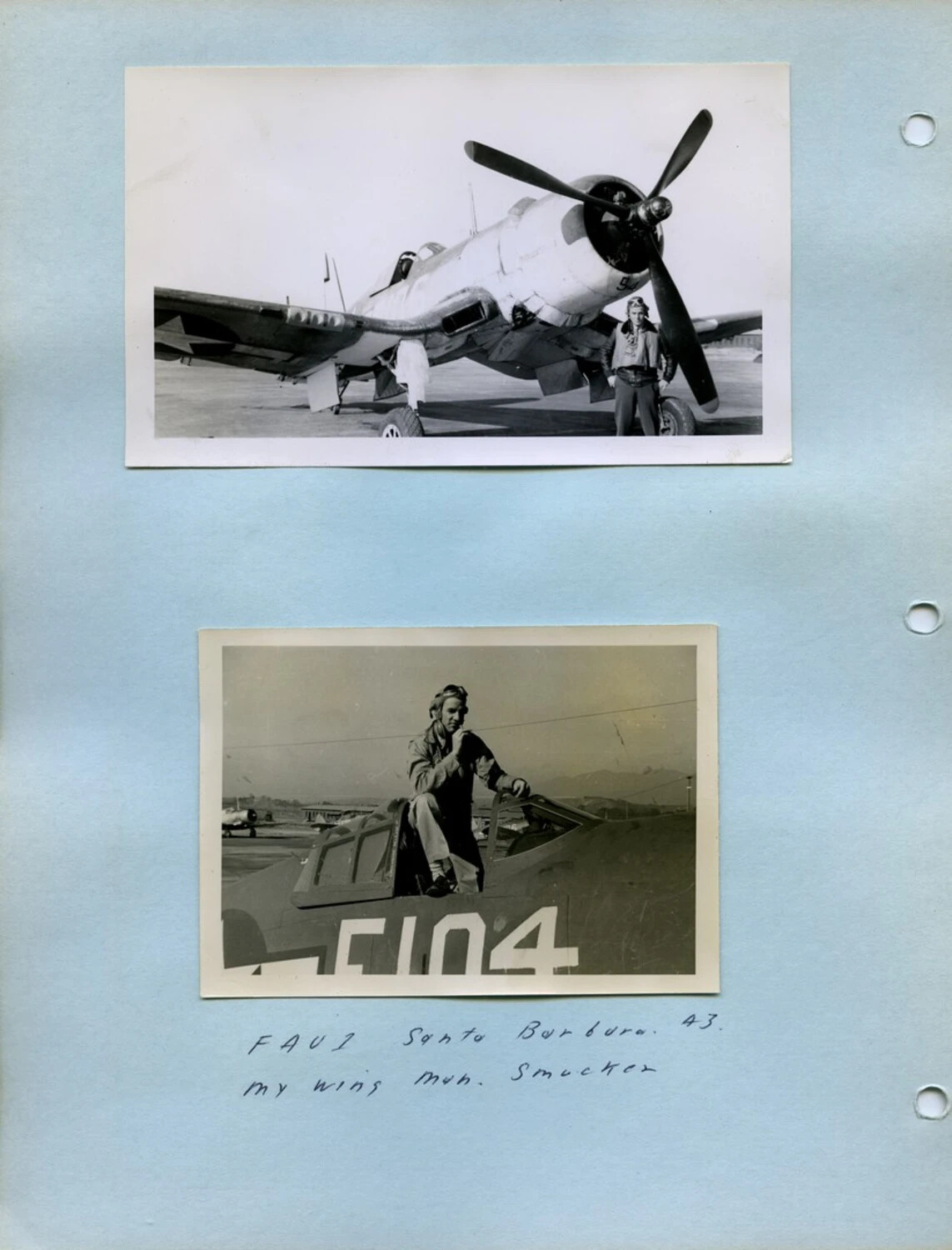 Vought F4U Corsair Fighter and Pilot Portrait, Personal Album Page (Pat McAleer Collection)