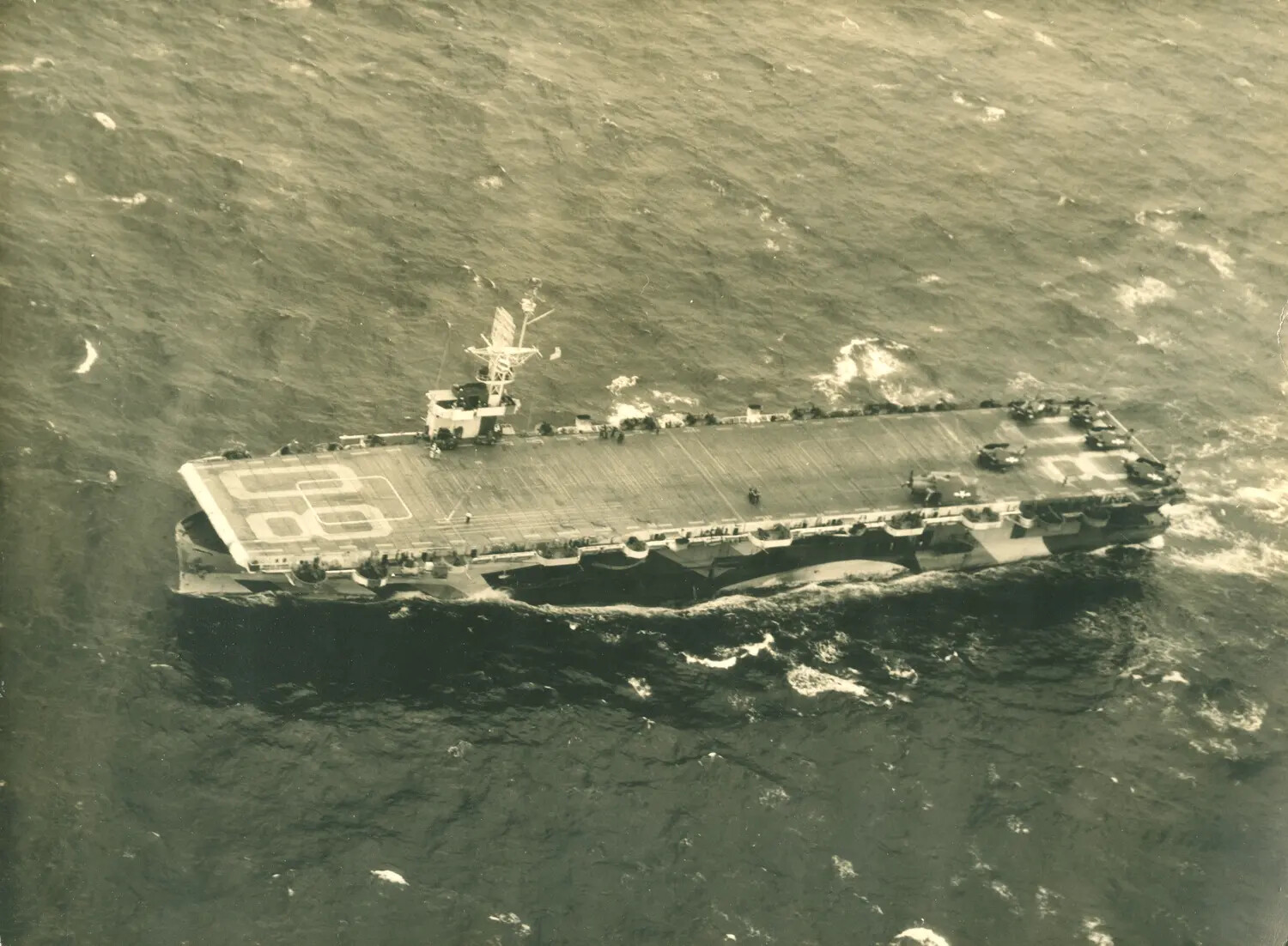 USS Petrof Bay (CVE-80) Underway, Aerial Oblique View