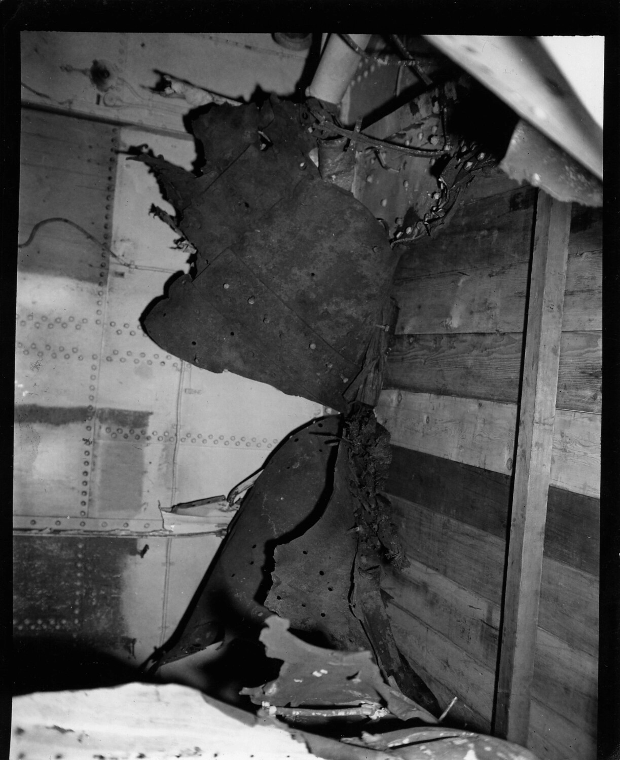 Battle Damage Aboard USS Saratoga (CV-3), WWII