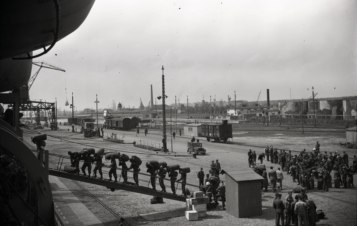 Troop Disembarkation and Formation at the Port of Bremerhaven, Postwar Germany