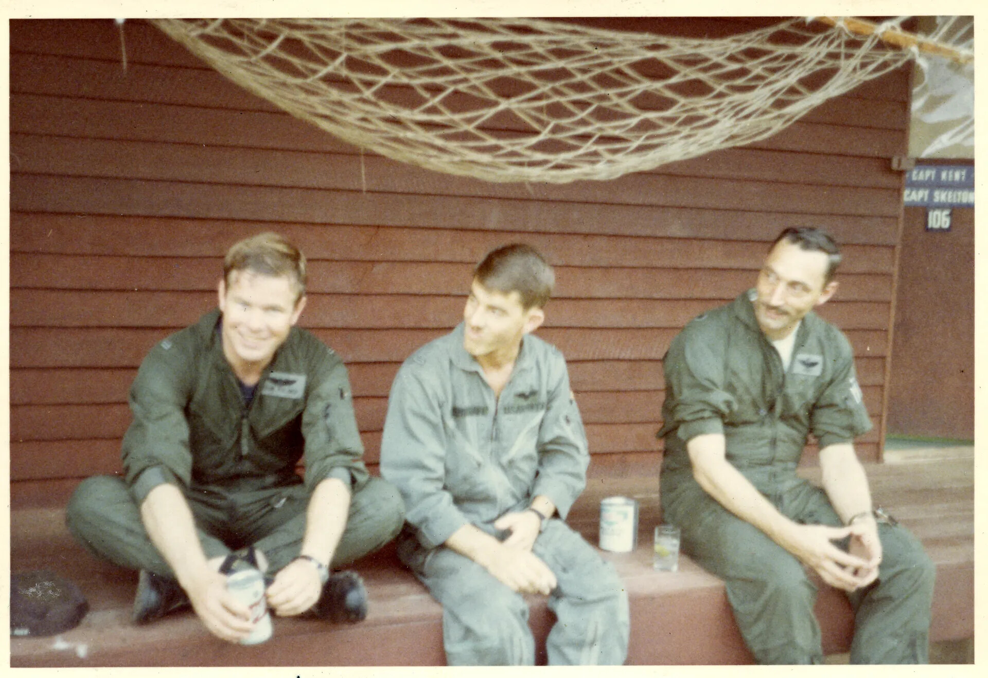Pilots Relaxing Outside Hooch 106 (Capt Kent / Capt Skelton), NKP RTAFB
