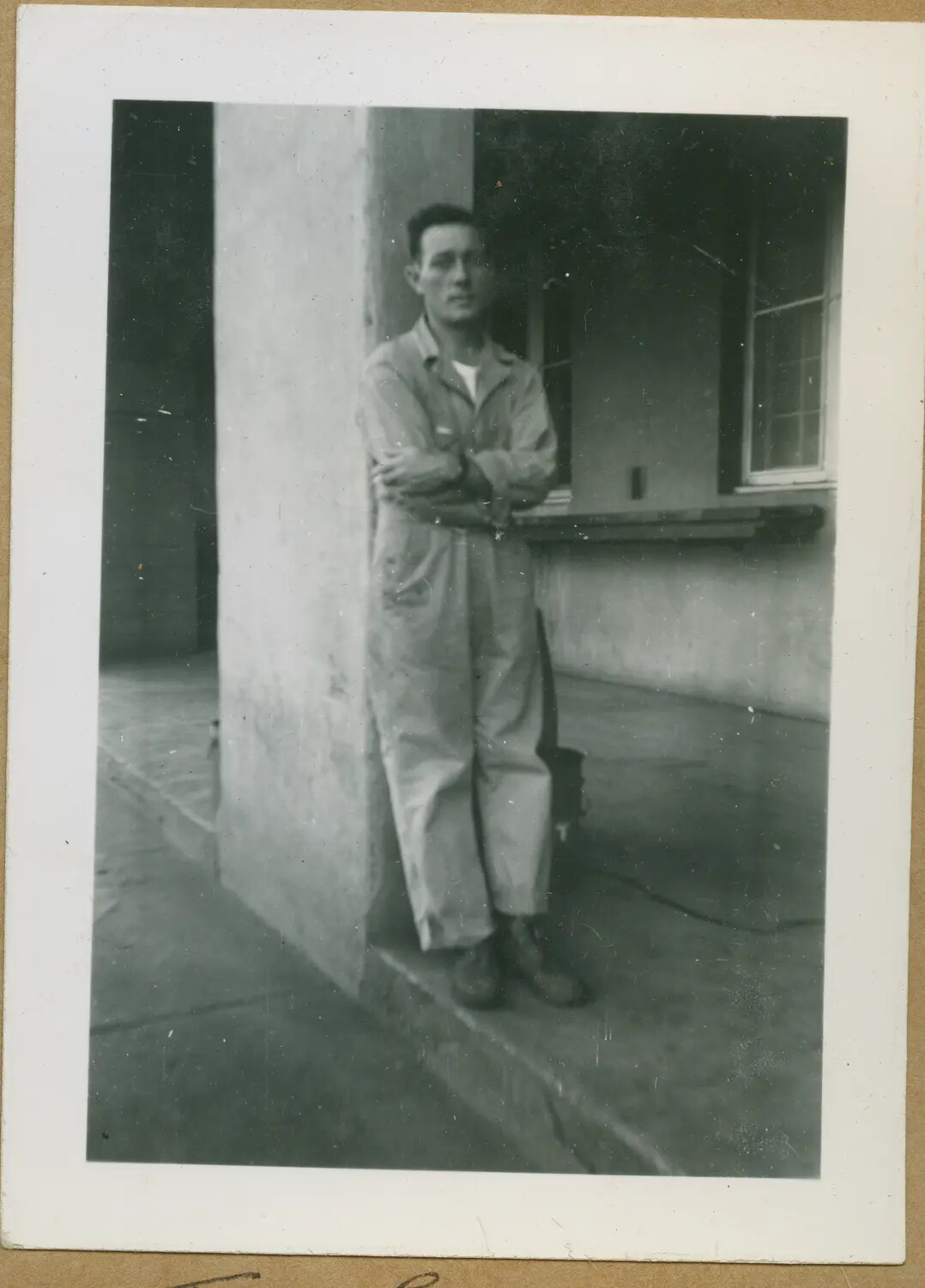 Portrait of Soldier 'Joe Creaton' on a Barracks Porch, Hawaii, WWII