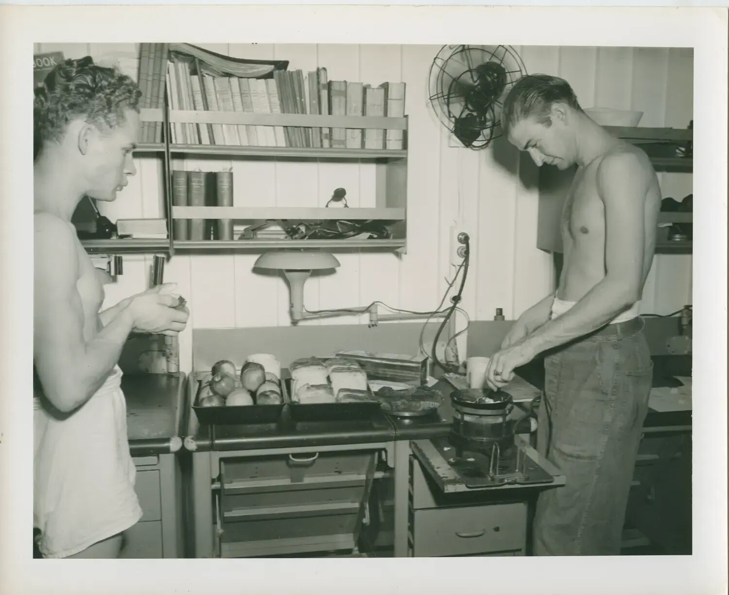 Sailors Preparing Food in a Shipboard Compartment, USS Petrof Bay (CVE-80)