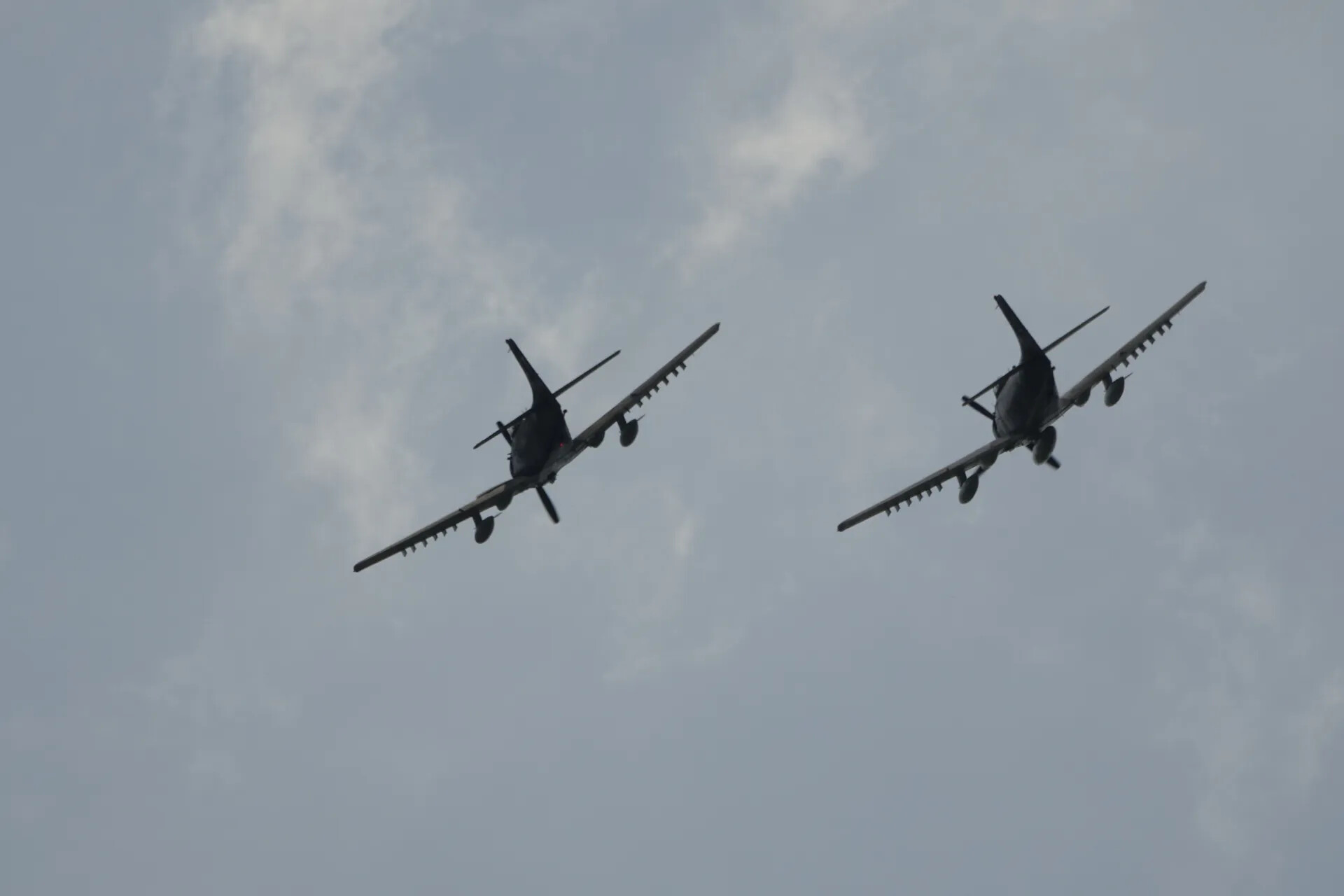 Two Douglas A-1 Skyraiders in Formation Flight, Ventral View, May 2019 Reunion Event