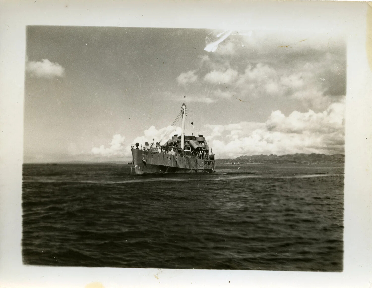 U.S. Navy Landing Craft or Auxiliary Vessel Underway off Okinawa, 1945