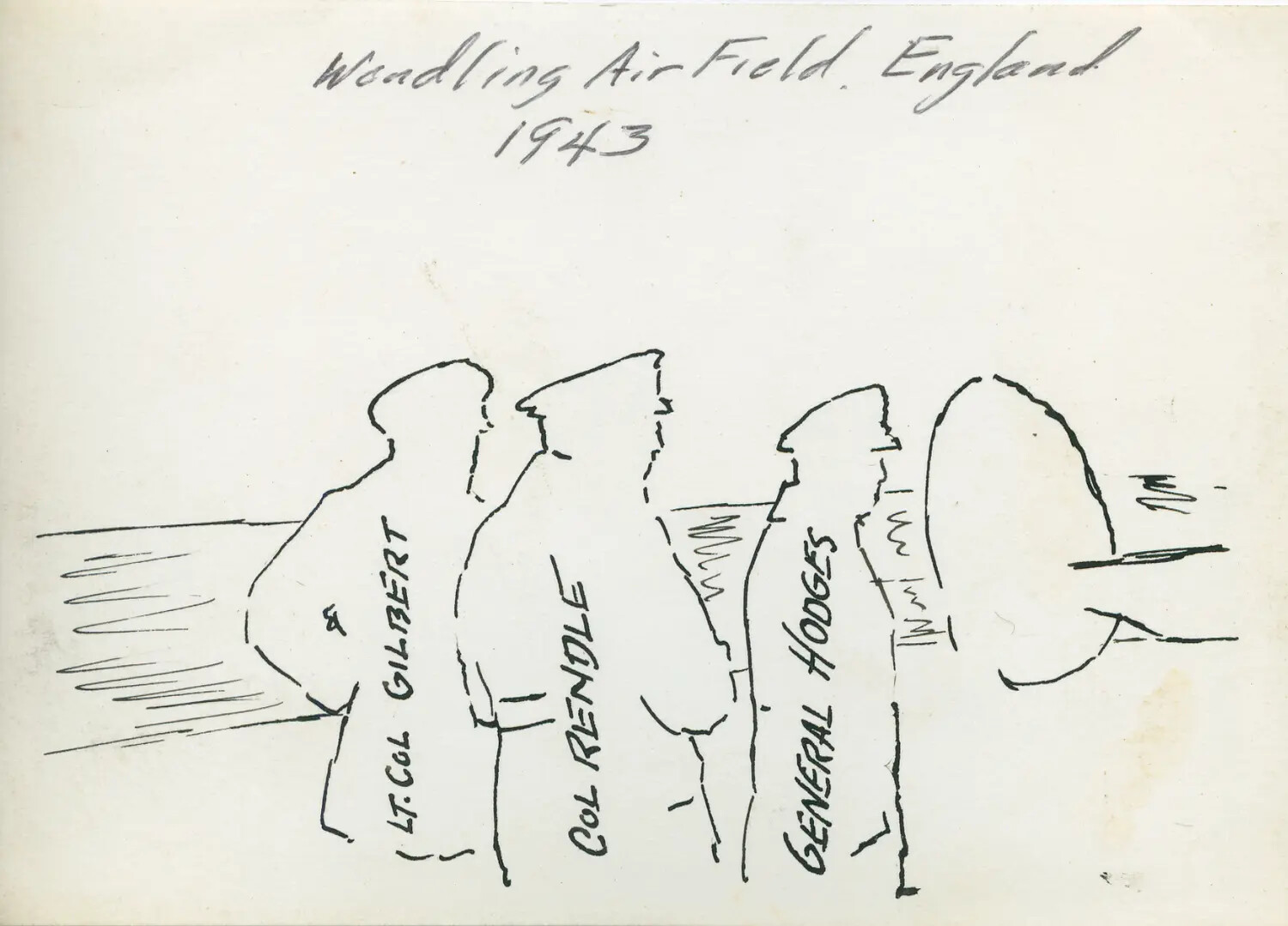 Caricature Sketch: Officers at Wendling Airfield, England, 1943 (392nd Bomb Group / 579th Bomb Squadron)
