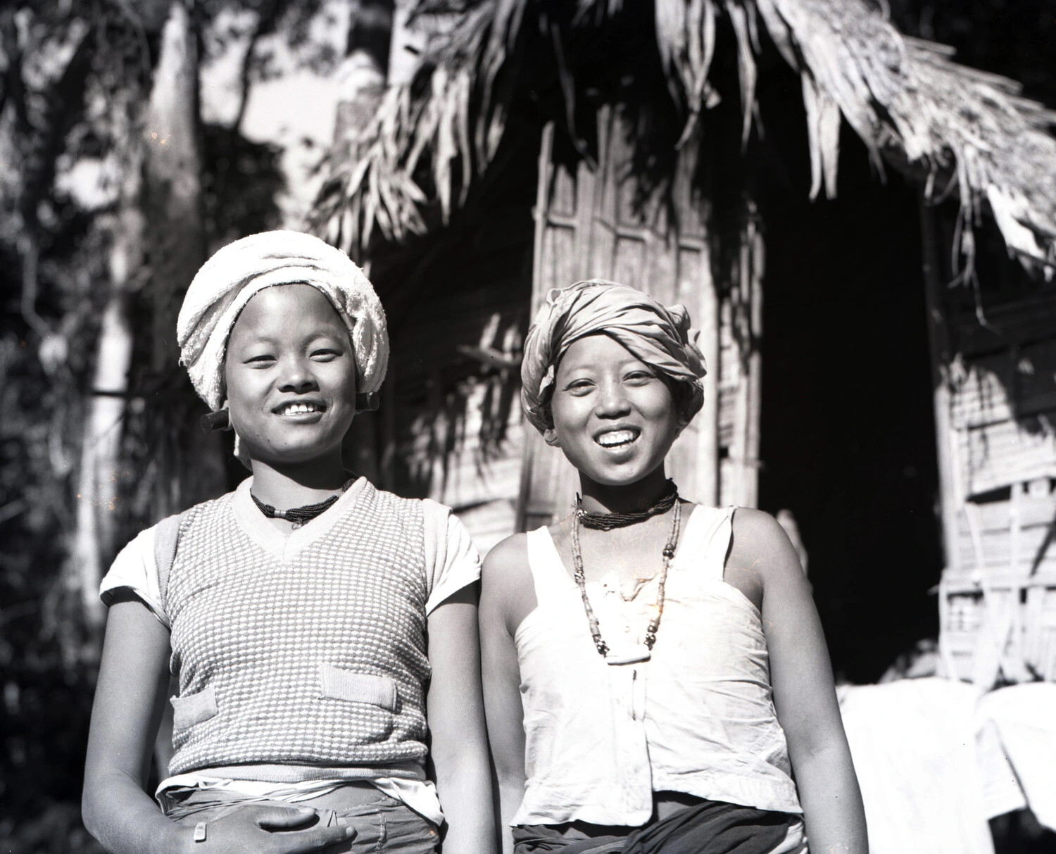 Two Young Burmese Hill Tribe Women, WWII China-Burma-India Theater