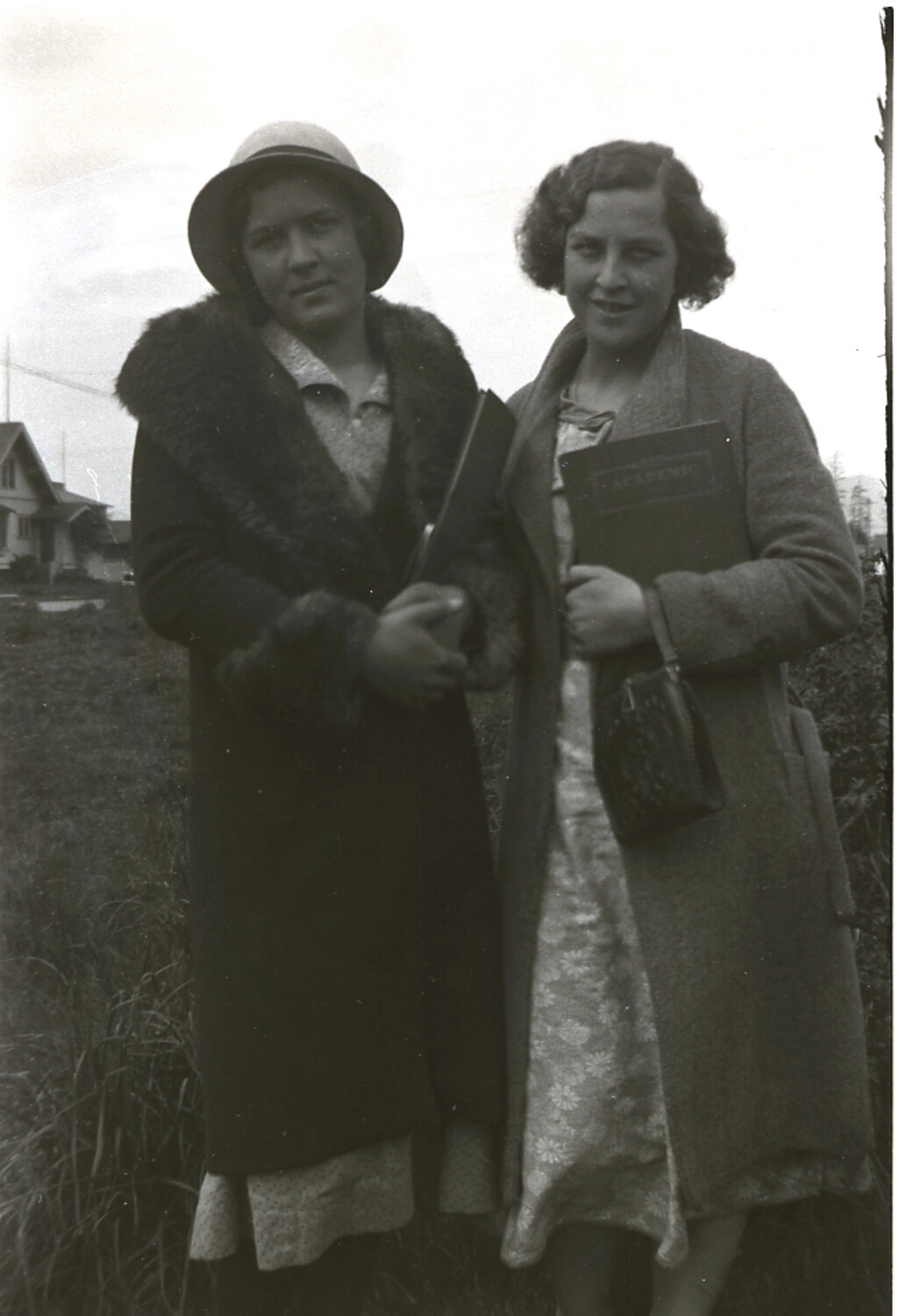 Two Young Women with School Folders, Mid-1930s