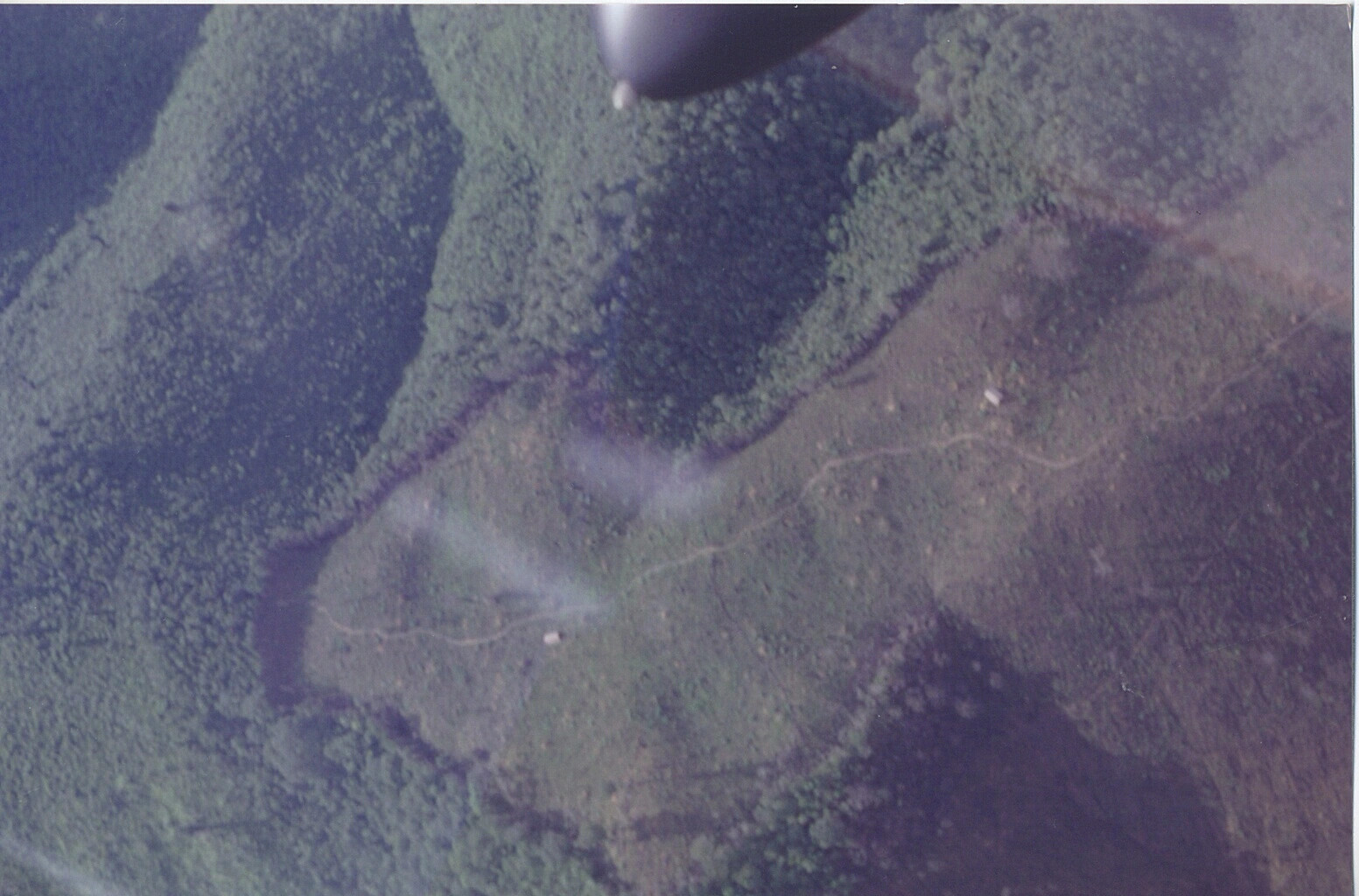 Aerial Photograph of Jungle Target Area with Smoke Marker, Southeast Asia, Vietnam War Era