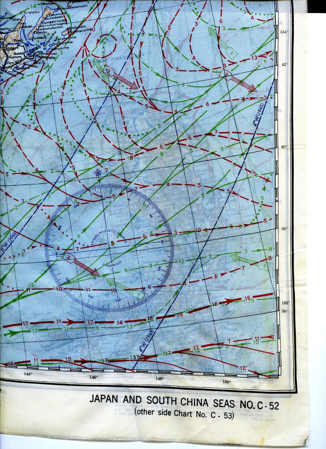 WWII Silk Escape Map, "Japan and South China Seas No. C-52," 345th Bomber Group Collection