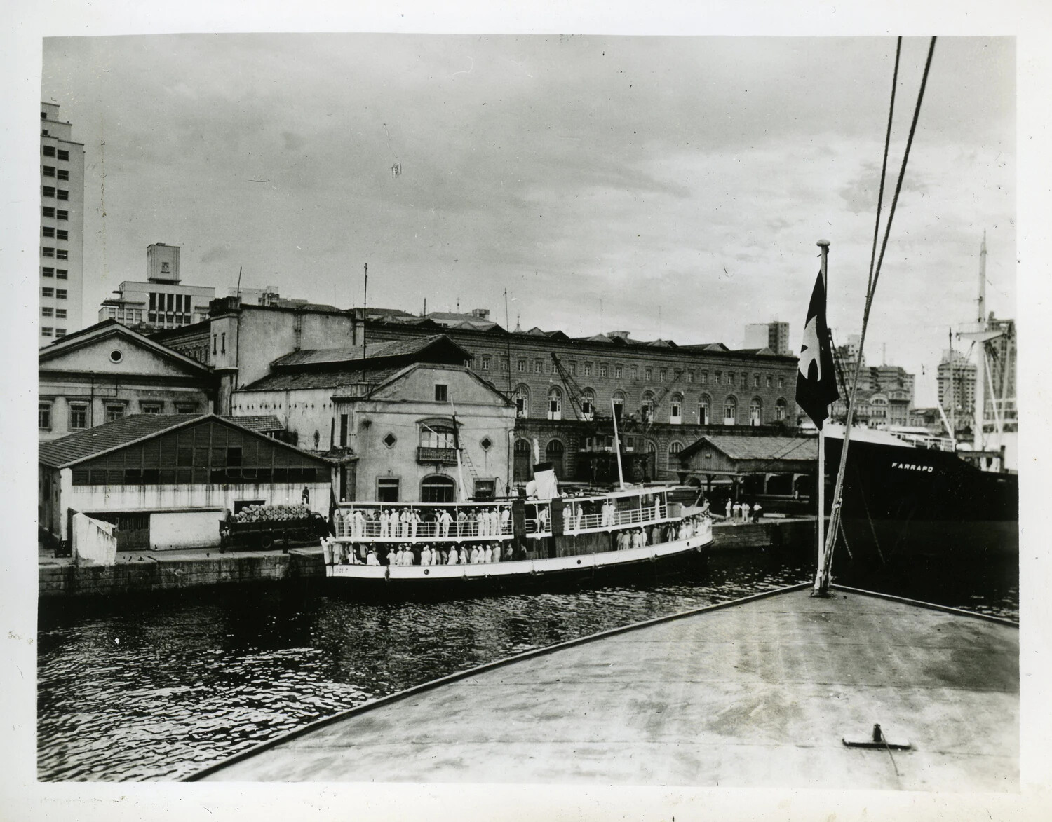 USS Franklin D. Roosevelt (CVB-42) Sailors Departing on Liberty Launch, South American Port Call, 1947