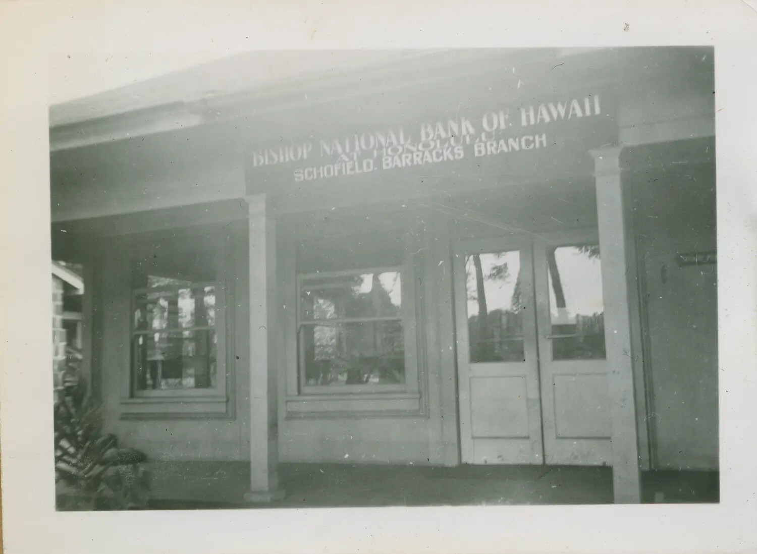 Entrance Facade, Bishop National Bank of Hawaii, Schofield Barracks Branch