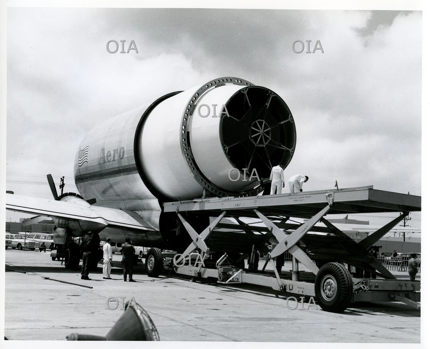 Aero Spacelines Guppy Outsize Cargo Aircraft with Nose Section Open for Loading