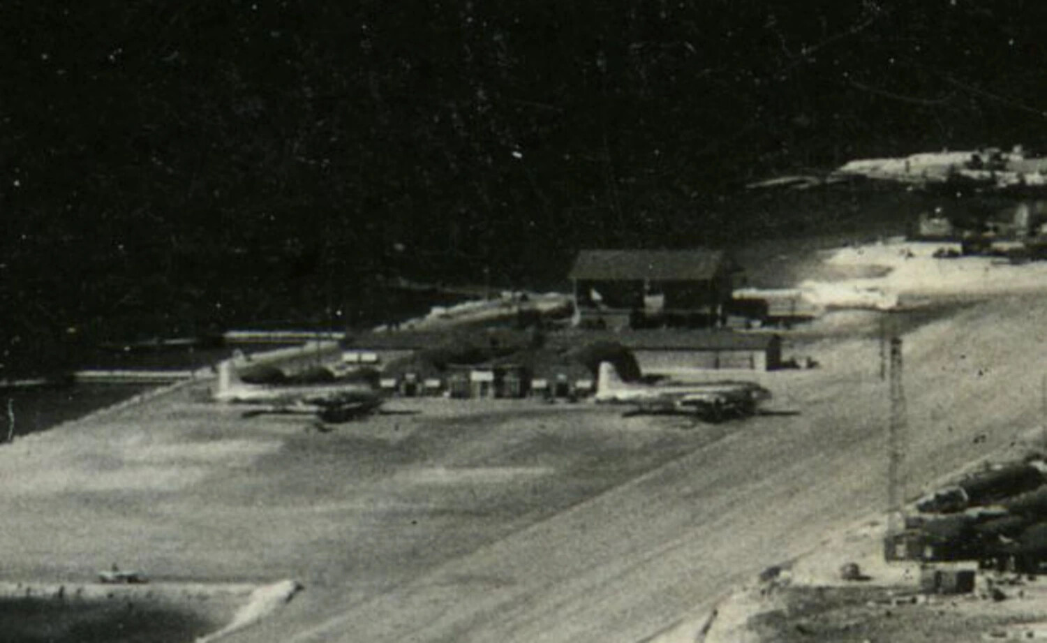 Parked Aircraft and Flight-Line Facilities, Johnston Island (Damaged Print)
