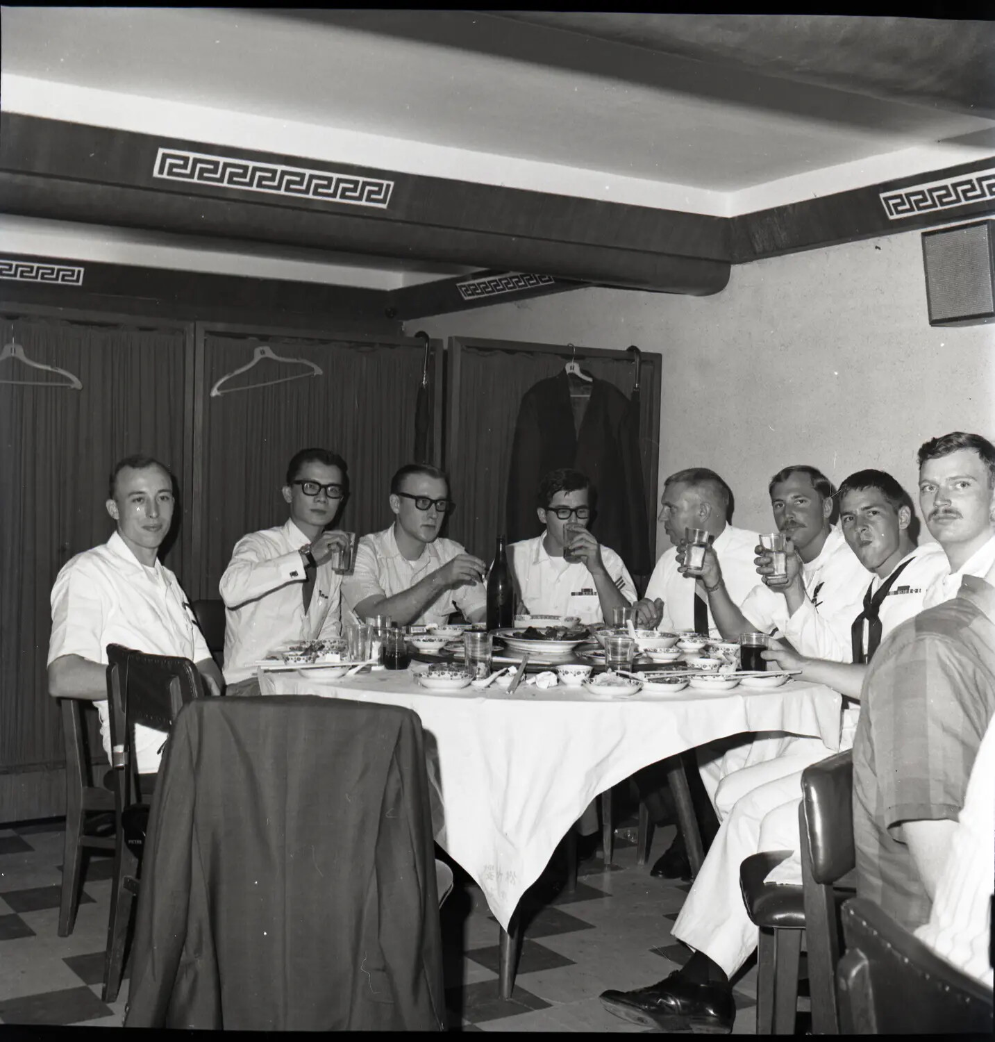 USS Ticonderoga Sailors at Liberty Port Dinner, Vietnam War Era