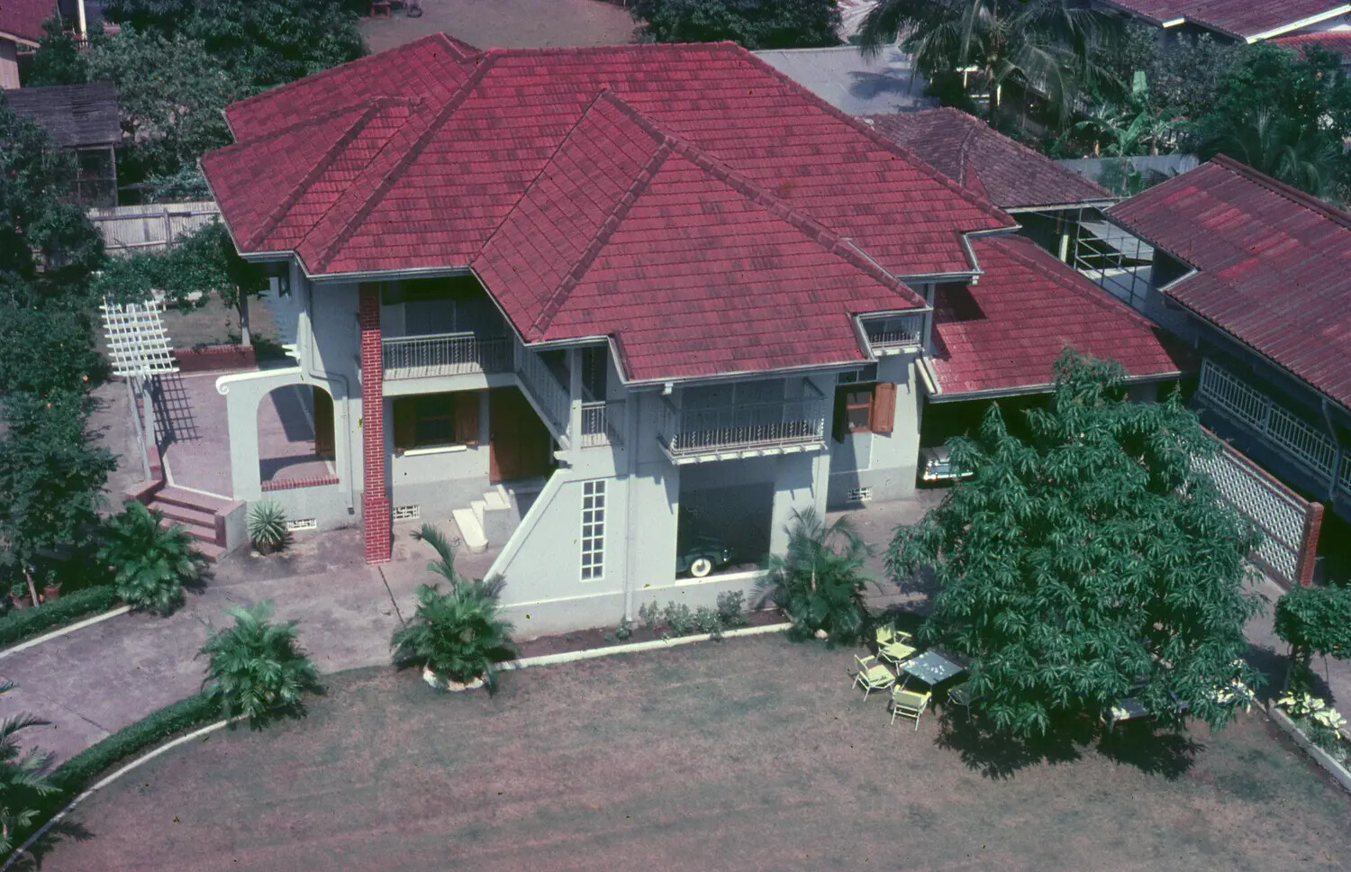 Aerial View of French Colonial-Style Villa, South Vietnam, 1965 (3rd Tactical Fighter Wing Collection)