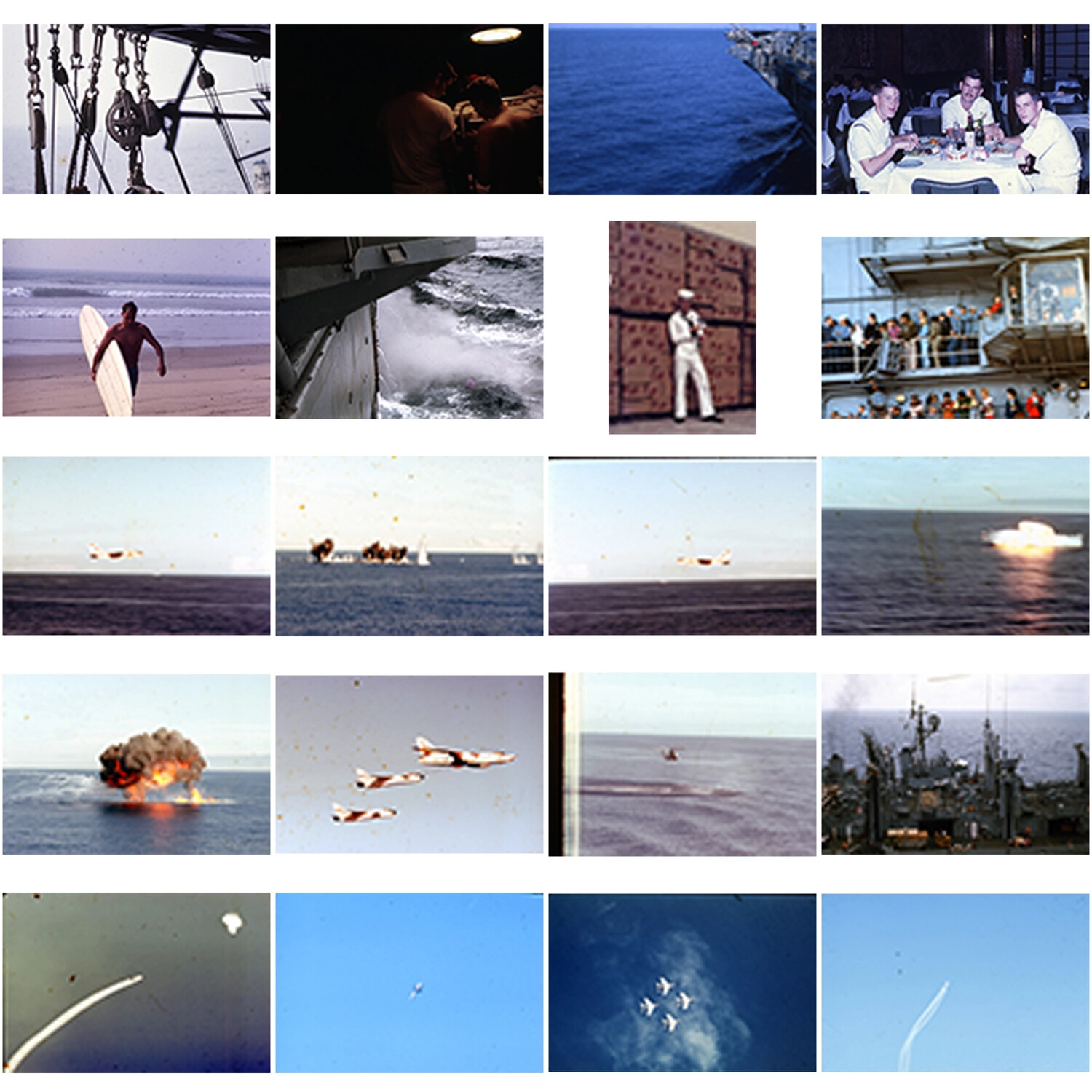 Contact Sheet of 35mm Slides: USS Ticonderoga Flight Operations and Shipboard Life, Vietnam War Era