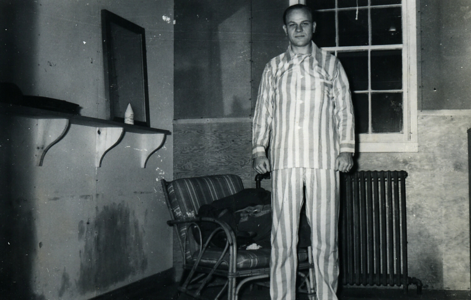American Serviceman in Pajamas, Barracks Quarters, Japan, Early 1950s Photo Album