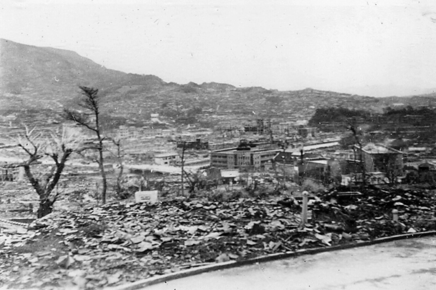 Panoramic View of Bombed Japanese City Ruins, WWII/Post-War Era