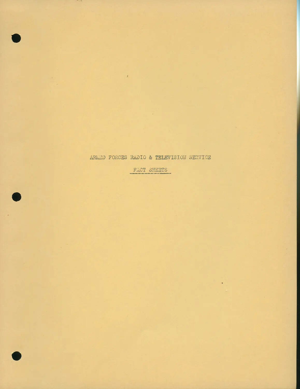 Armed Forces Radio & Television Service - Fact Sheets Cover Page