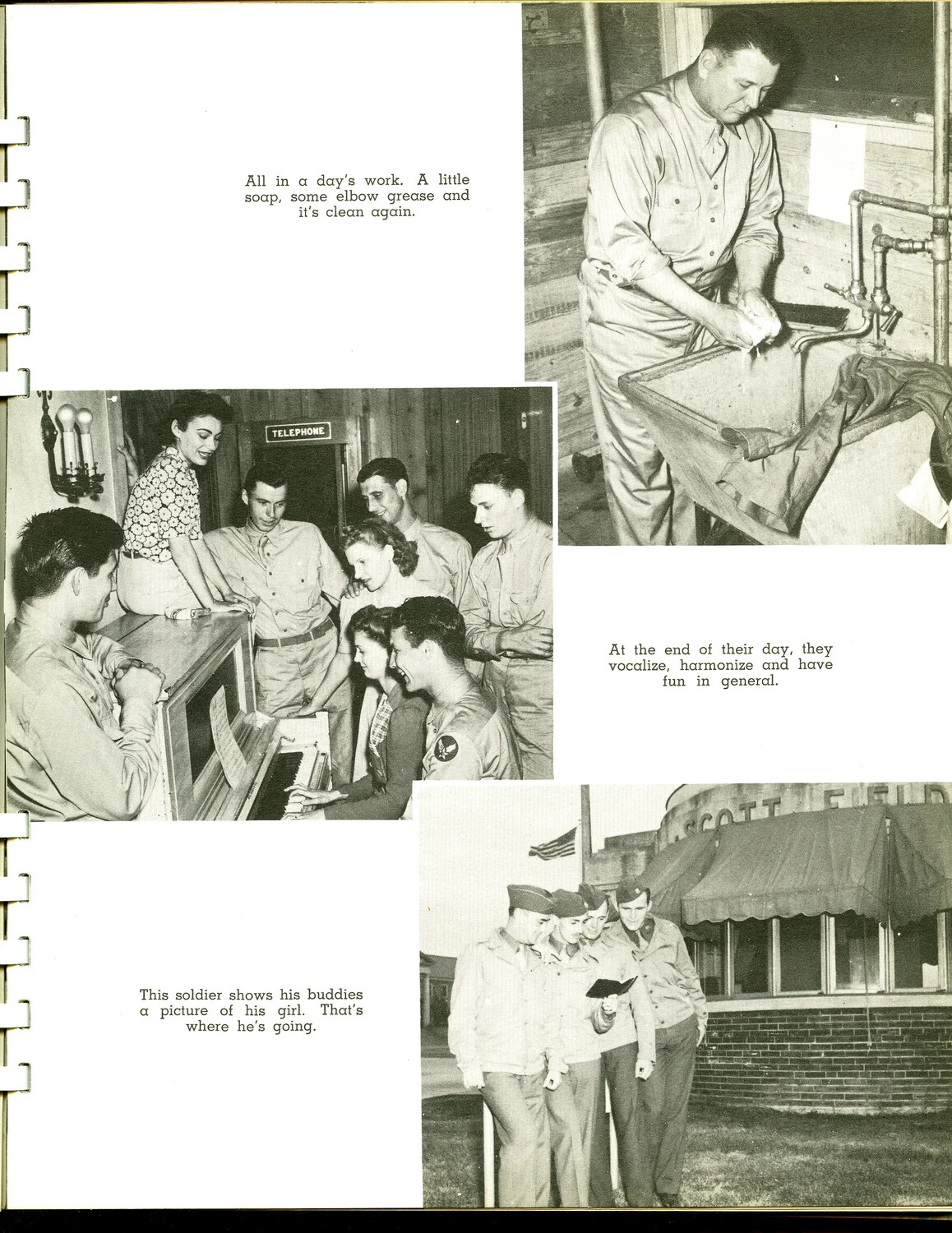 Scott Field Yearbook Page: Daily Life and Recreation at an Army Air Forces Training Base