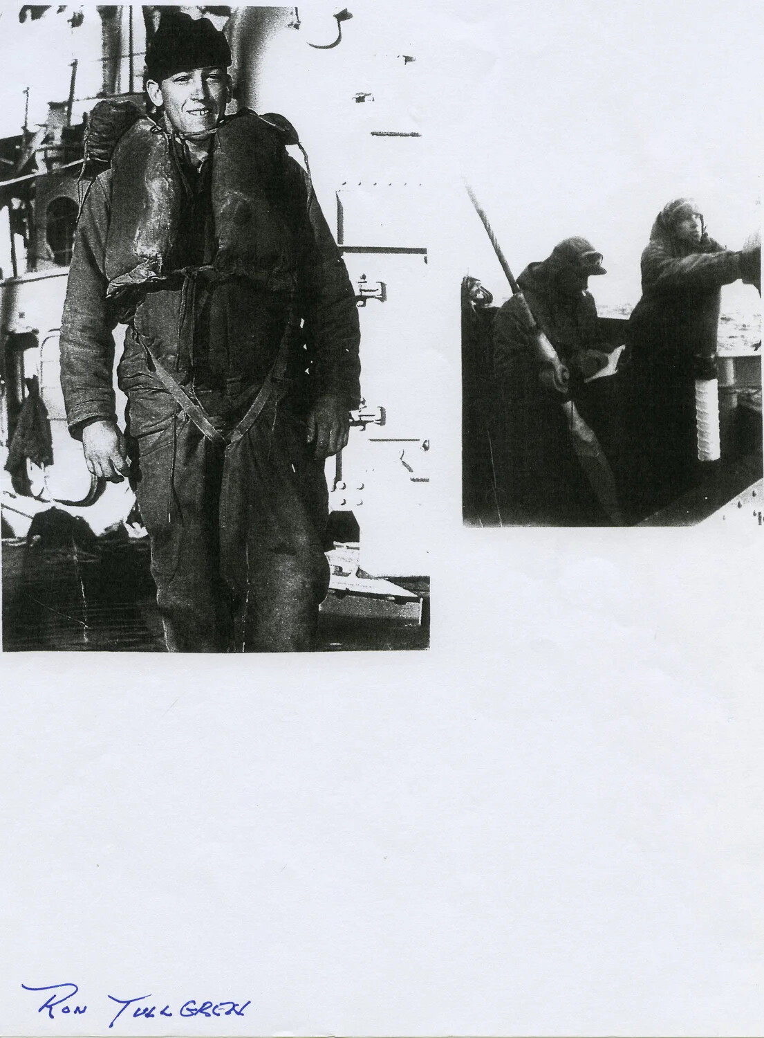U.S. Navy Sailors in Cold-Weather Gear Aboard Ship, Korean War Era - Ron Tullgren