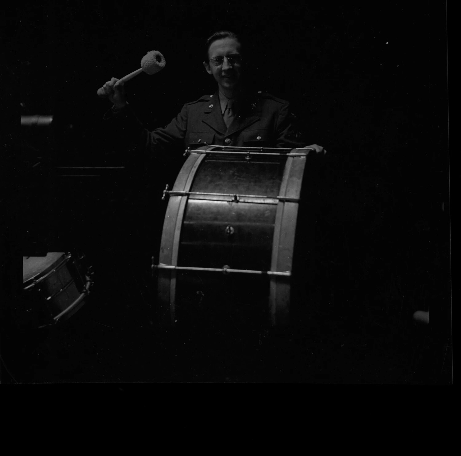 US Military Bandsman Playing Bass Drum, Military Band Collection