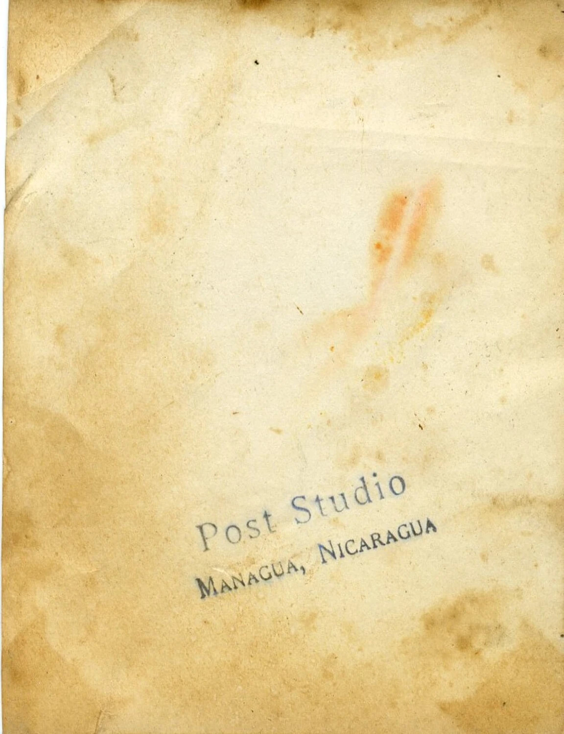 Verso of Photographic Print with 'Post Studio, Managua, Nicaragua' Stamp